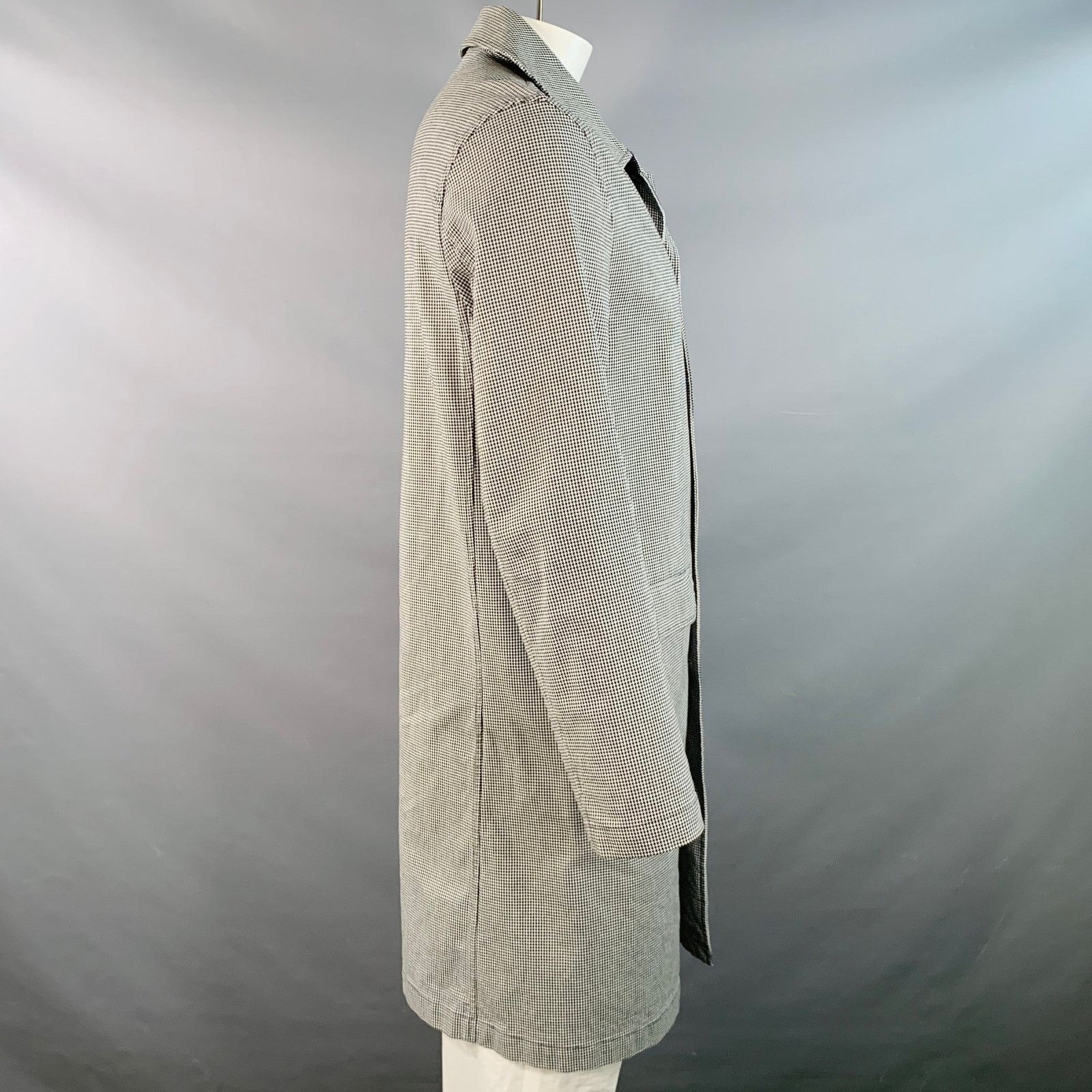 Eidos Napoli Size 42 Black White Houndstooth Cotton Blend Button Up Coat Size US L / EU 52-54 / 3 - 3 Thumbnail