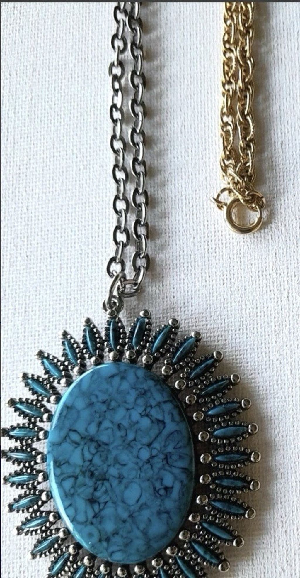 The Unbranded Brand JJ Jonette Signed Vintage SilverTone Faux Turquoise Necklace Size ONE SIZE - 2 Thumbnail