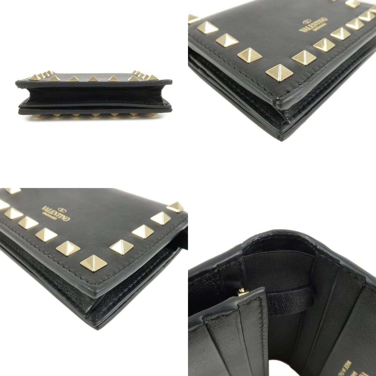 Valentino Valentino Garavani Rockstud Calfskin Wallet Black Size ONE SIZE - 3 Thumbnail