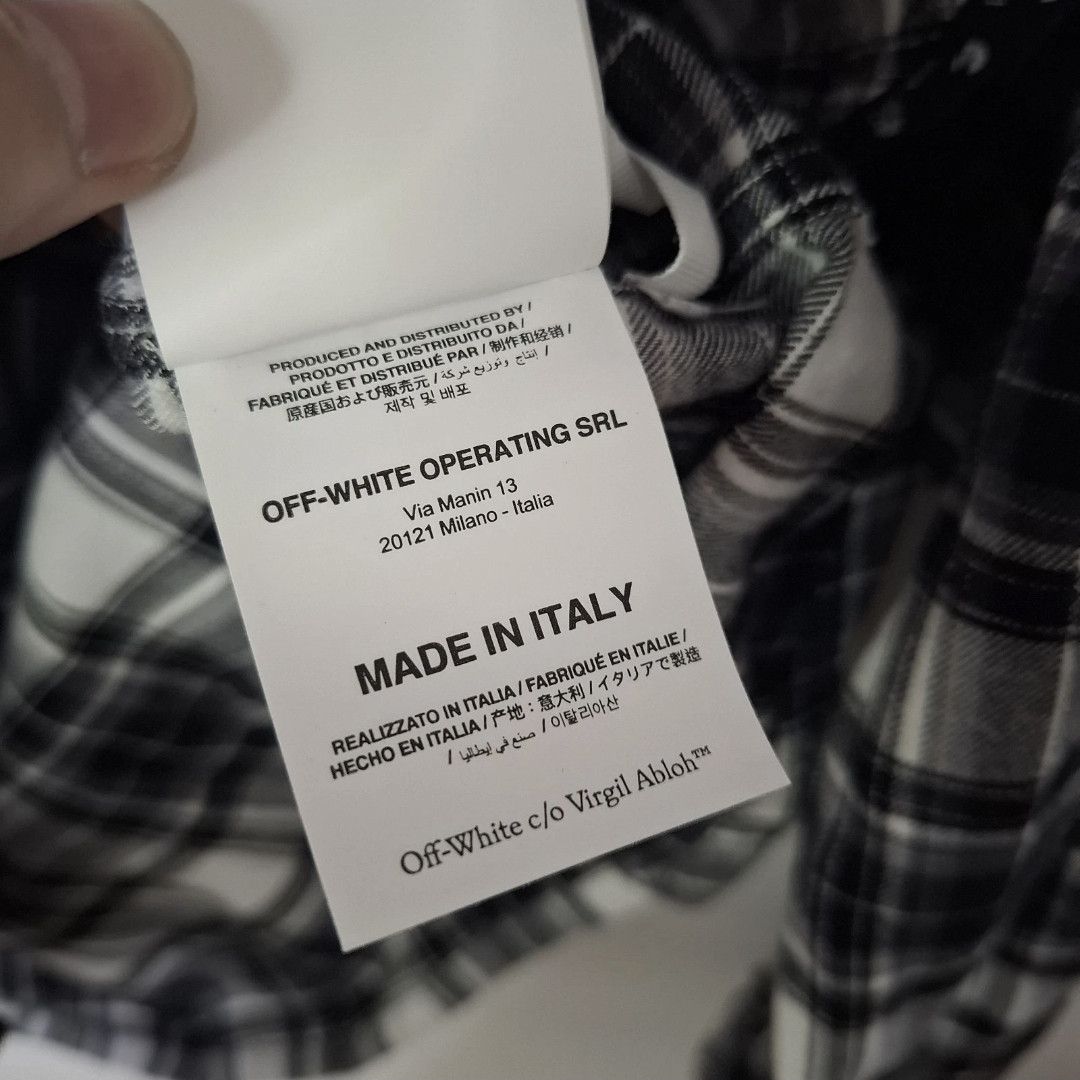 Off-White OFF-WHITE Black & White Checked Arrow Flannel Plaid Shirt Size US S / EU 44-46 / 1 - 10 Thumbnail