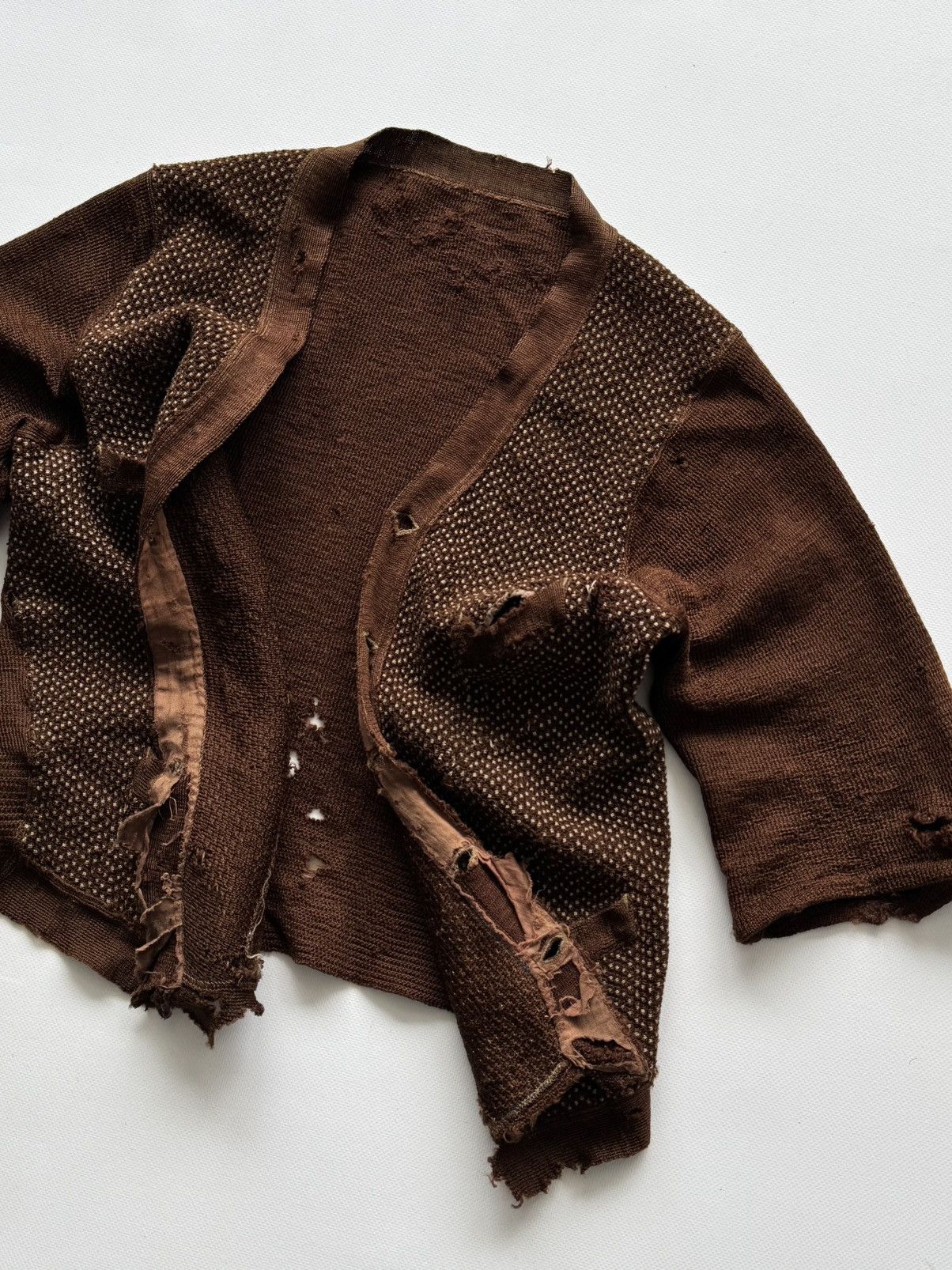Vintage 1930s German Thrashed Avant Garde Wool Knit Cardigan Size US M / EU 48-50 / 2 - 7 Thumbnail