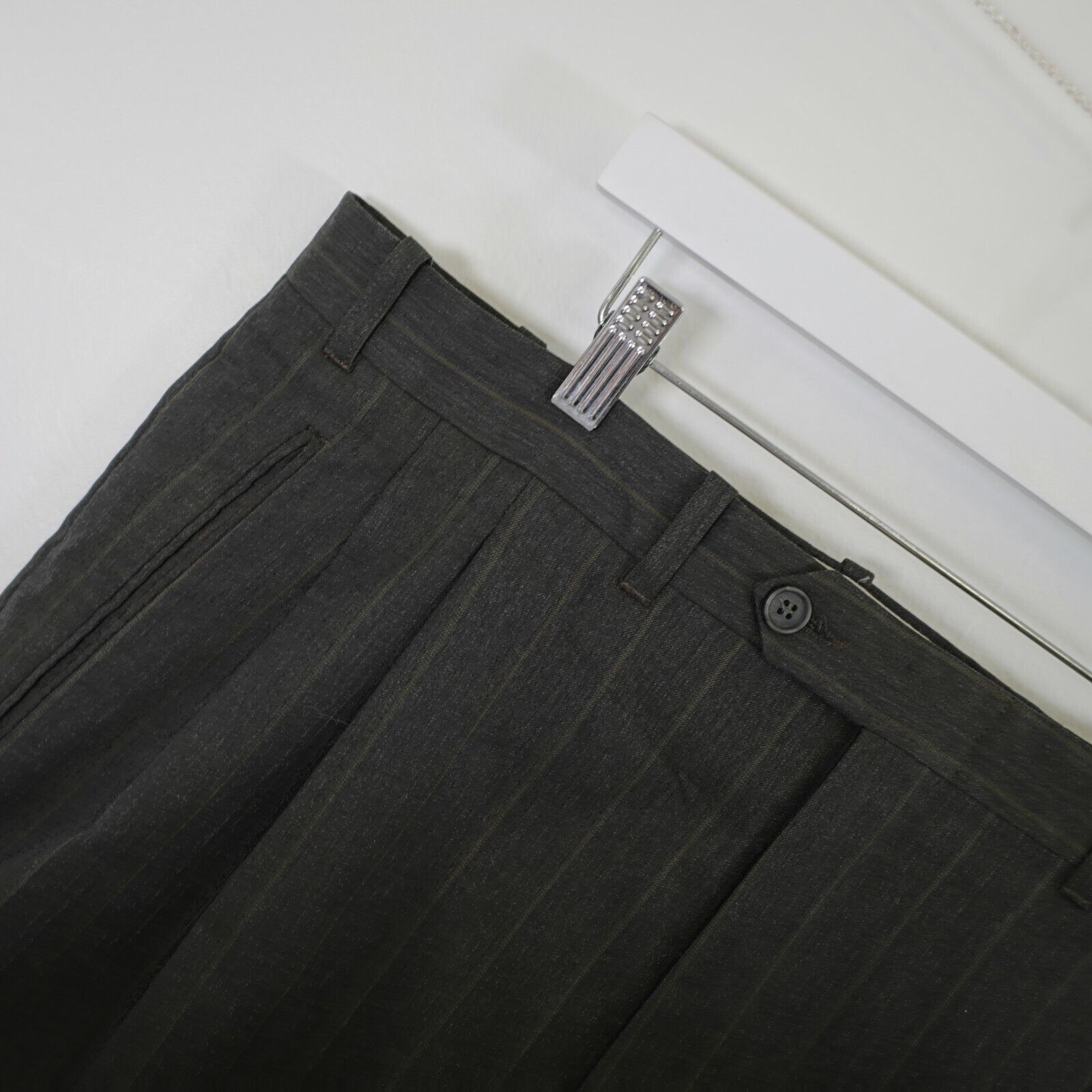 Yves Saint Laurent Yves Saint Laurent Wool Gray W/ Tan Stiped Double Breasted S Size 44L - 3 Thumbnail
