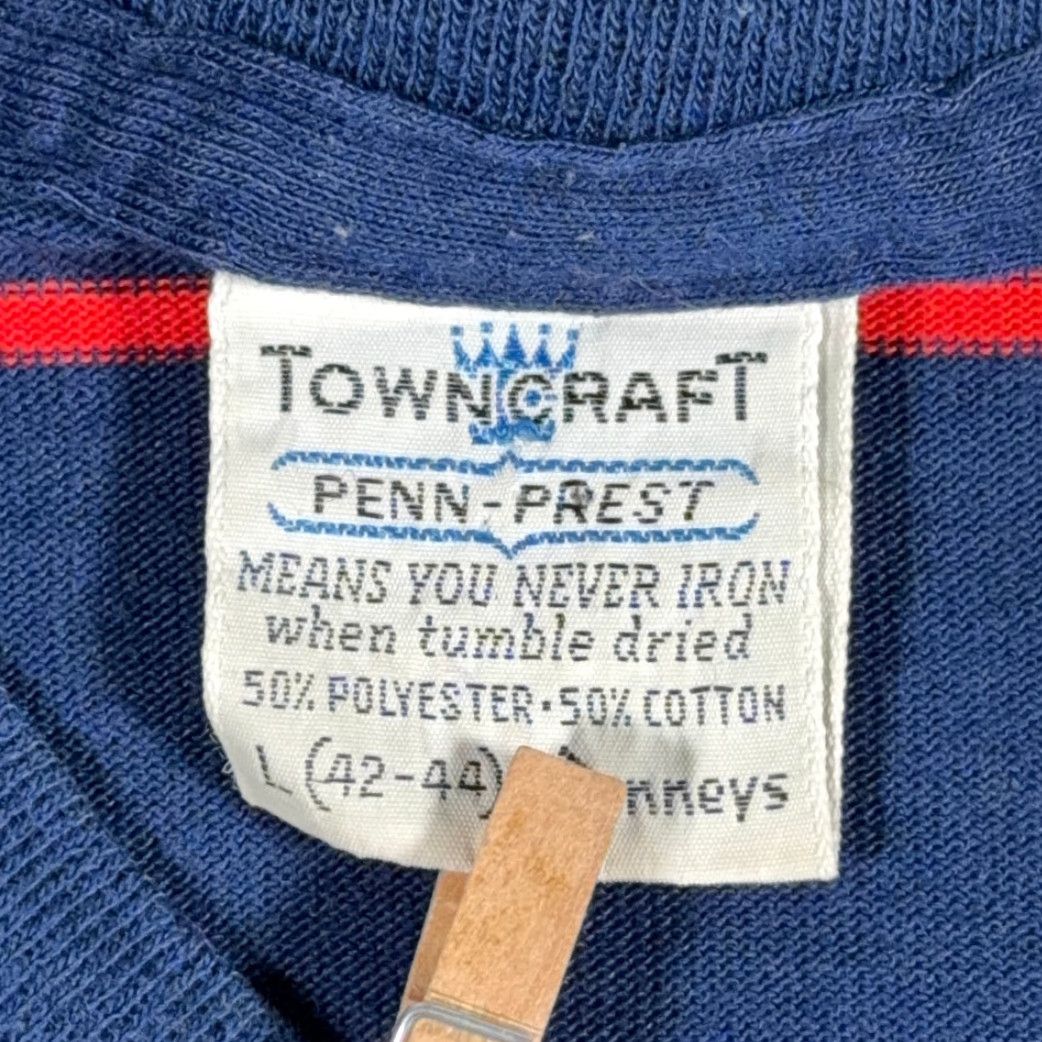 Penn VINTAGE Towncraft Shirt Adult LARGE Blue Striped Penn Prest 60s Men T-Shirt Long Sleeve Chest 21 Length 26 Size US L / EU 52-54 / 3 - 4 Thumbnail