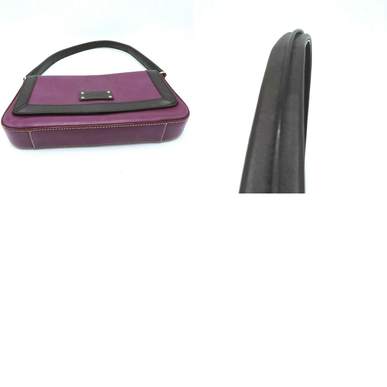 Vintage kate spade new york Shoulder Bag Purple Brown Leather Magnetic Flap handbag Purse Bag Women Size ONE SIZE - 8 Thumbnail