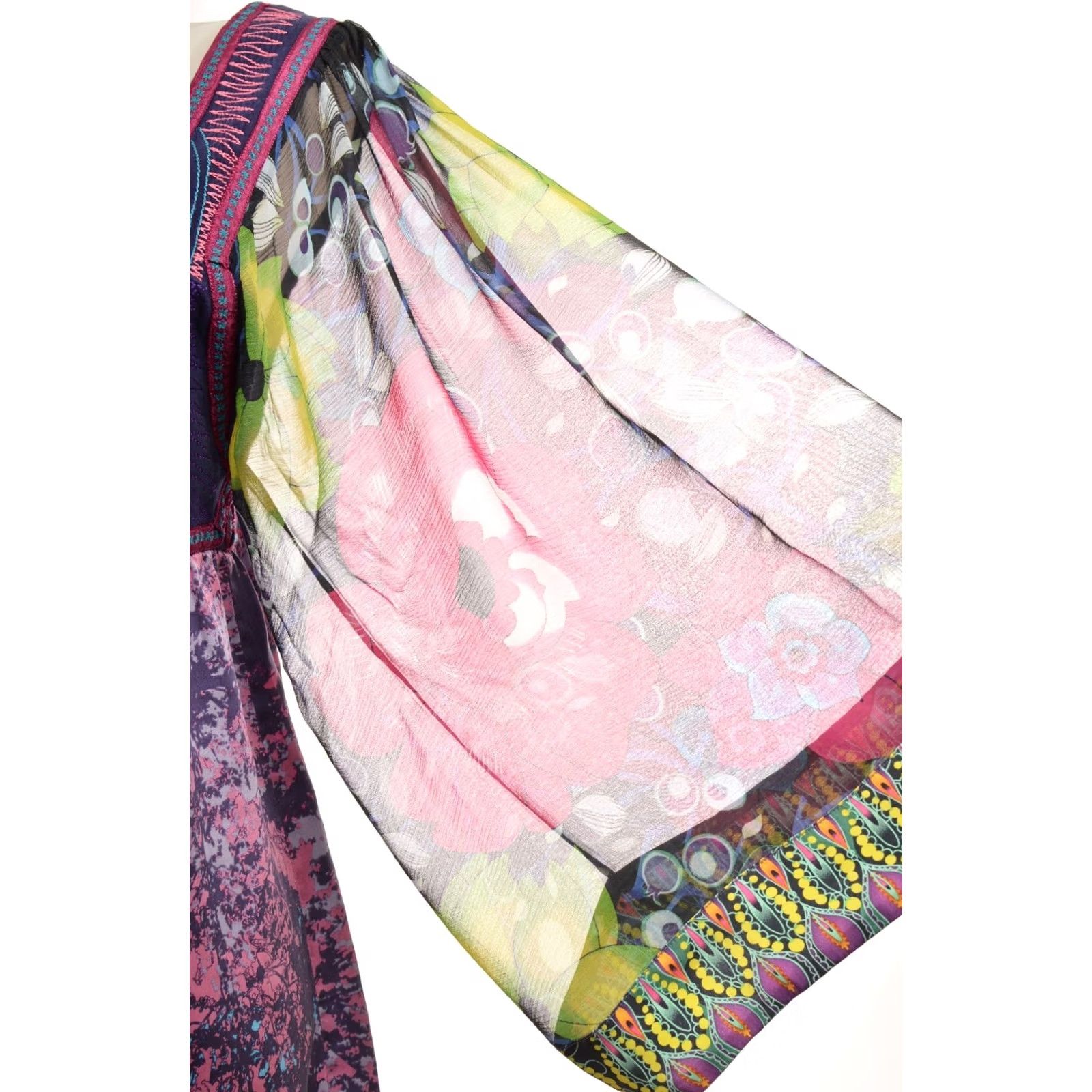 Custo Barcelona Custo Barcelona Full-Print Silk Blend Designer Dress Size 3 Multicolor A-Line Women Knee Length Size XS / US 0-2 / IT 36-38 - 2 Thumbnail