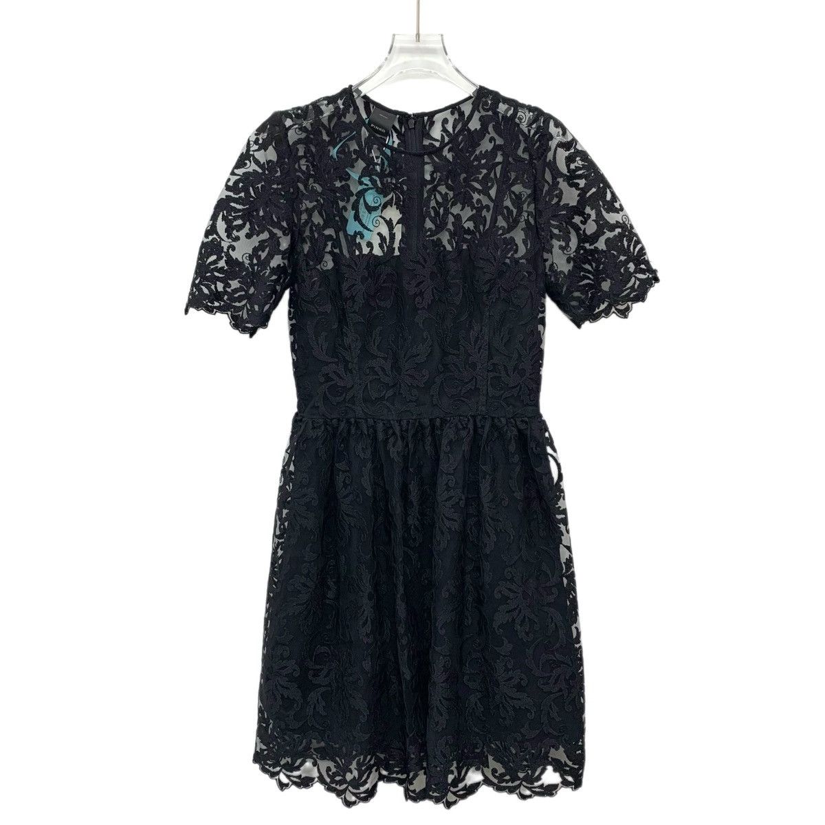 Pinko Pinko Black Lace Floral Embroidery Short Sleeve Dress K26WX Size S / US 4 / IT 40 - 1 Thumbnail