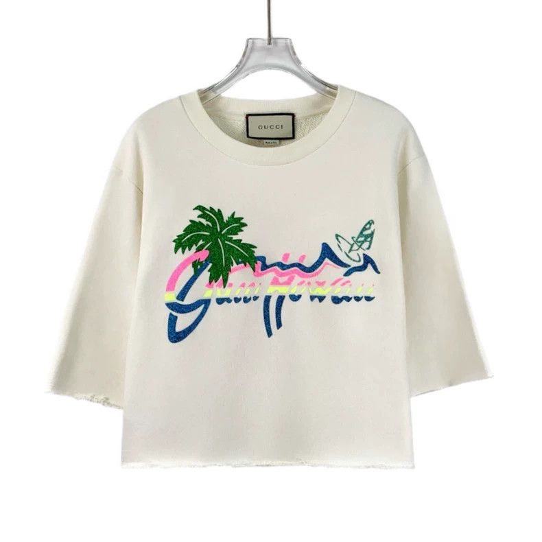Gucci Gucci Beige logo coconut print cotton round-neck short-slee Size S / US 4 / IT 40 - 1 Thumbnail