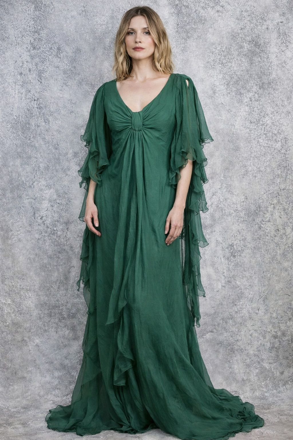 Vintage Gina Fratini Vintage 1970s Pure Silk Chiffon Draped Dress Size M / US 6-8 / IT 42-44 - 1 Thumbnail
