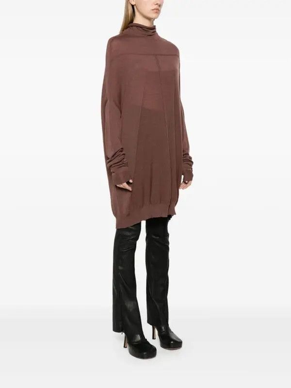 Rick Owens o1y0126 Cashmere Blend Sweater in Brown Size M / US 6-8 / IT 42-44 - 2 Thumbnail