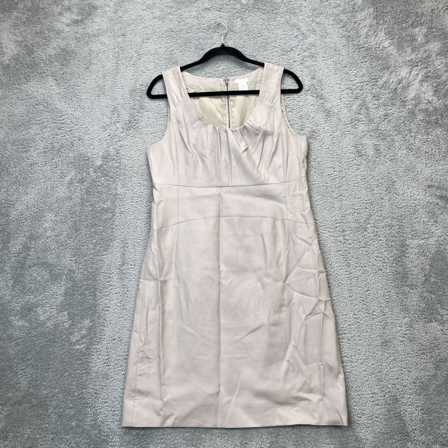 J.Crew J.CREW Dress Womens 10 Beige Shift Cotton Lined Sleeveless Scoop Neck Zip Size L / US 10 / IT 46 - 2 Thumbnail