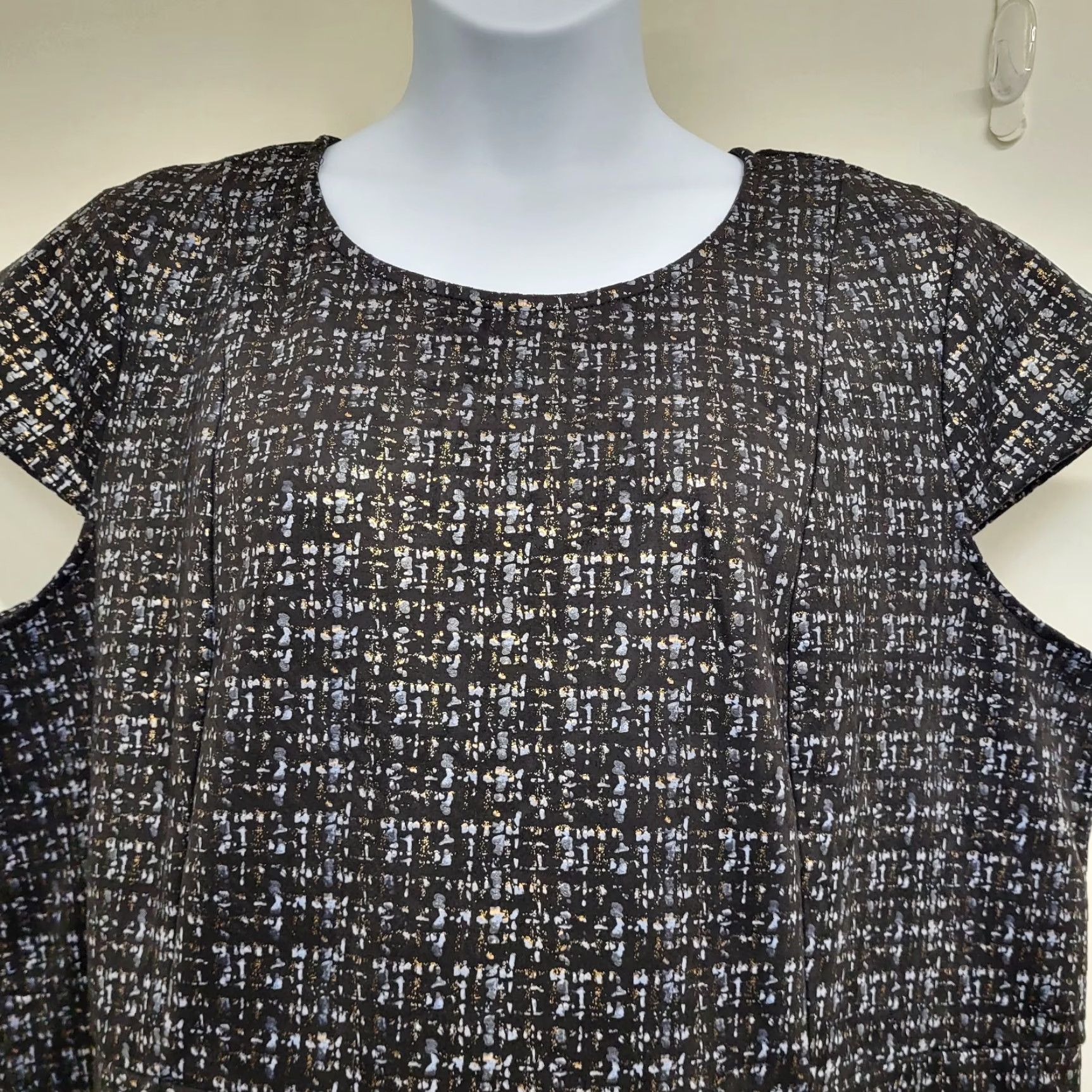 Vintage Nina Leonard Dress Women's 3X Black Cap Sleeve Sheath Roundneck Size XXL / US 16-18 / IT 52-54 - 3 Thumbnail