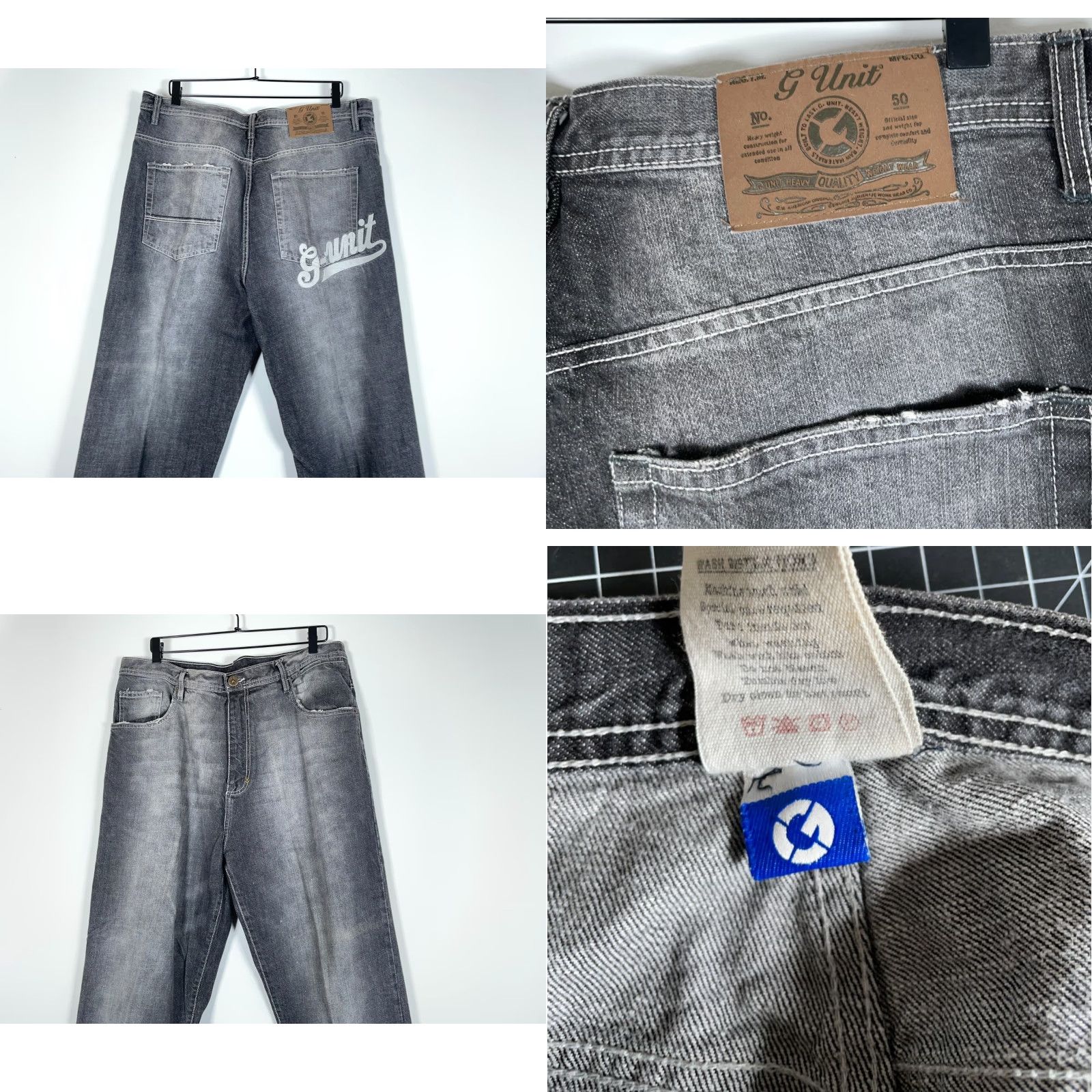 Vintage G-Unit Jeans Men Baggy Fit 38 x 33 Washed Black Dark Gray Embroidered 5-Pocket Vintage Y2K Size US 38 / EU 54 - 9 Thumbnail