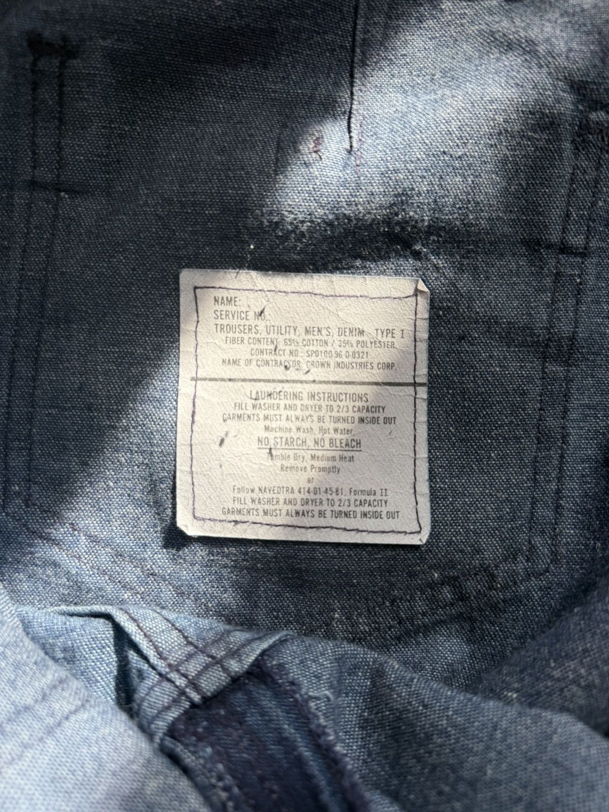 Naval Clothing Factory Vintage 1960s/70s U.S Navy Denim Size US 38 / EU 54 - 2 Thumbnail