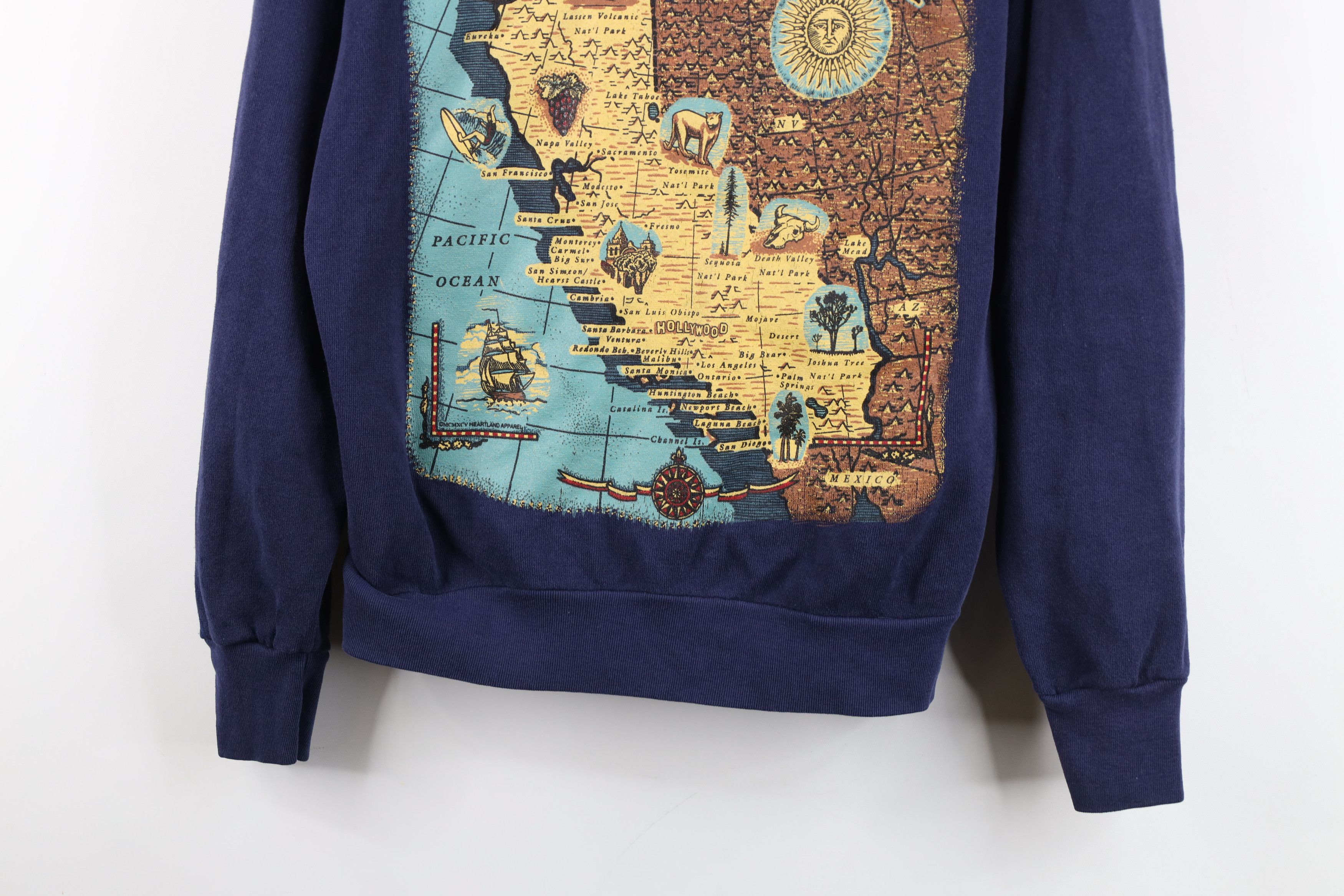 Vintage Vintage 90s Streetwear California Map Sun Sweatshirt Blue Size M / US 6-8 / IT 42-44 - 3 Thumbnail