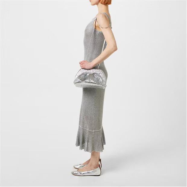 Lanvin o1g2r1mq1024 Embellished Knit Dress in Silver Size XS / US 0-2 / IT 36-38 - 5 Thumbnail
