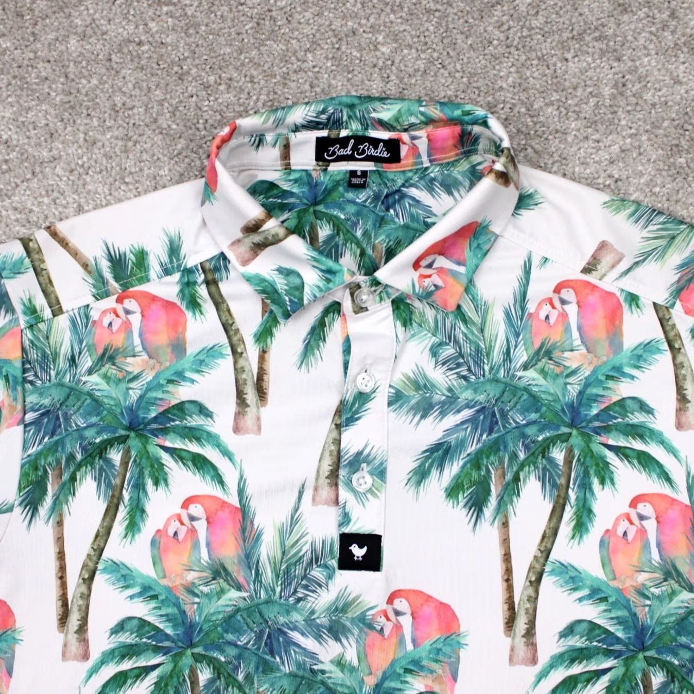 Vintage Bad Birdie Polo Shirt Mens Small Green Island Hopper Golf Palm Trees Print /S Size US S / EU 44-46 / 1 - 5 Thumbnail