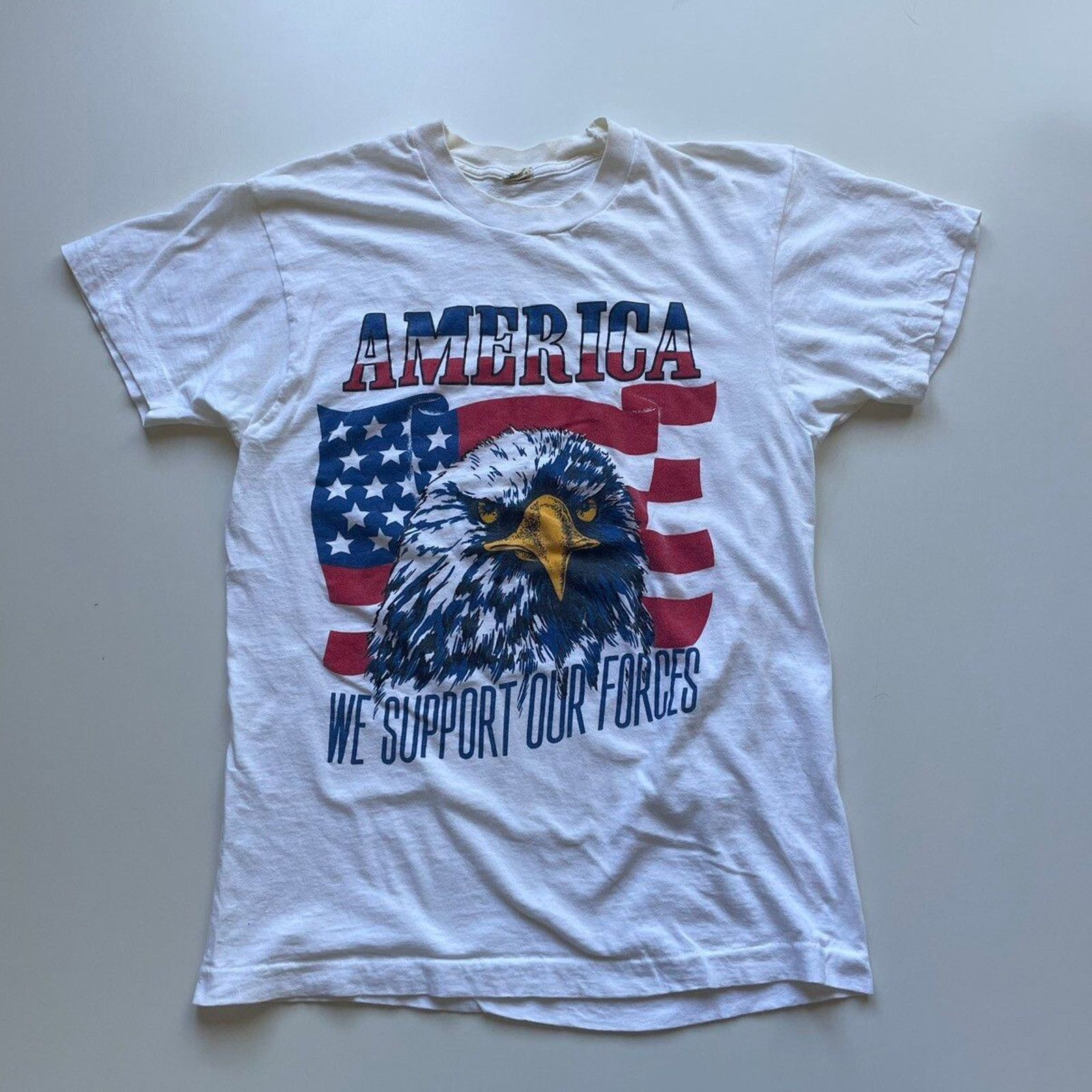 Vintage Vintage 90s America Support Our Troops Eagle Art T Shirt XS Size US S / EU 44-46 / 1 - 1 Thumbnail