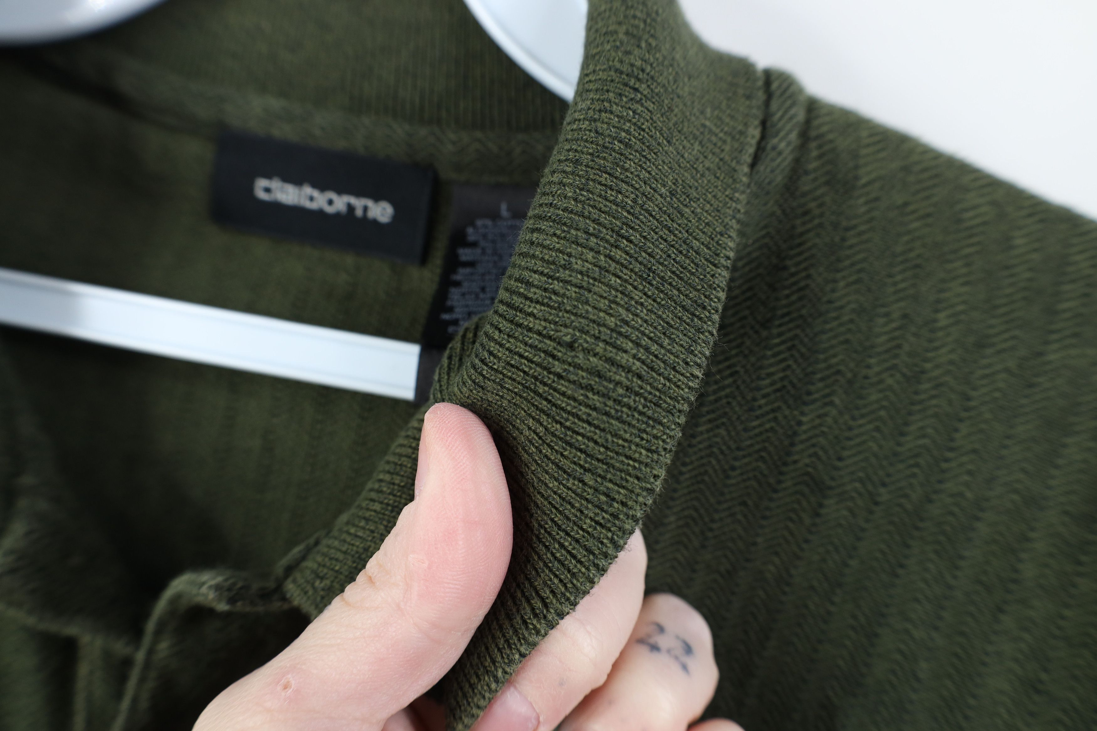 Vintage Vintage 90s Streetwear Herringbone Long Sleeve Polo USA Size US L / EU 52-54 / 3 - 4 Thumbnail