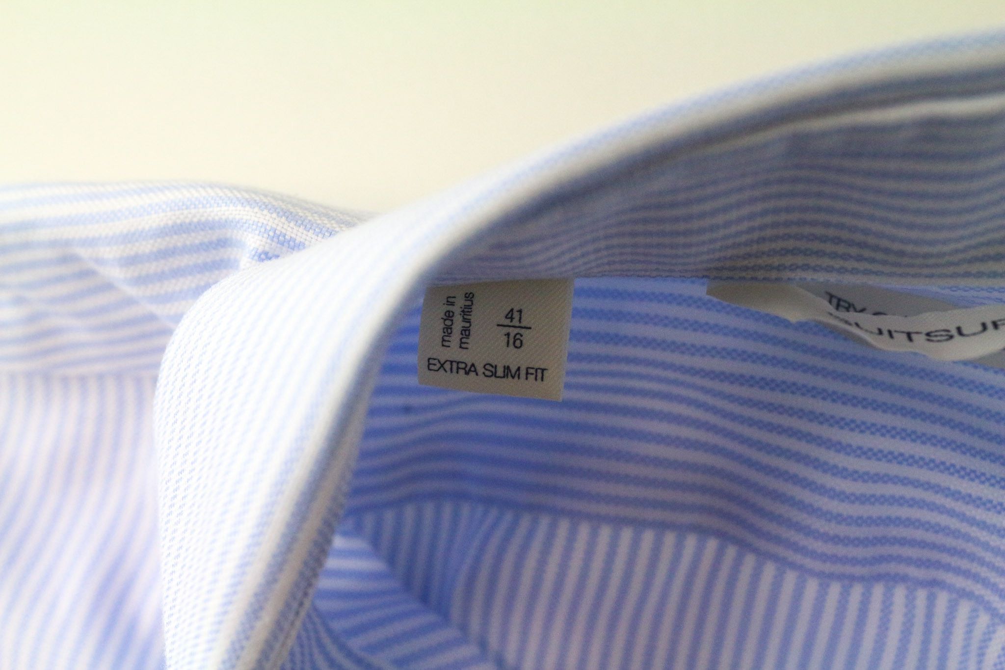 Suitsupply 41/16 Extra Slim Blue Cotton Cutaway Stripe Shirt 76558 Size 42R - 5 Thumbnail