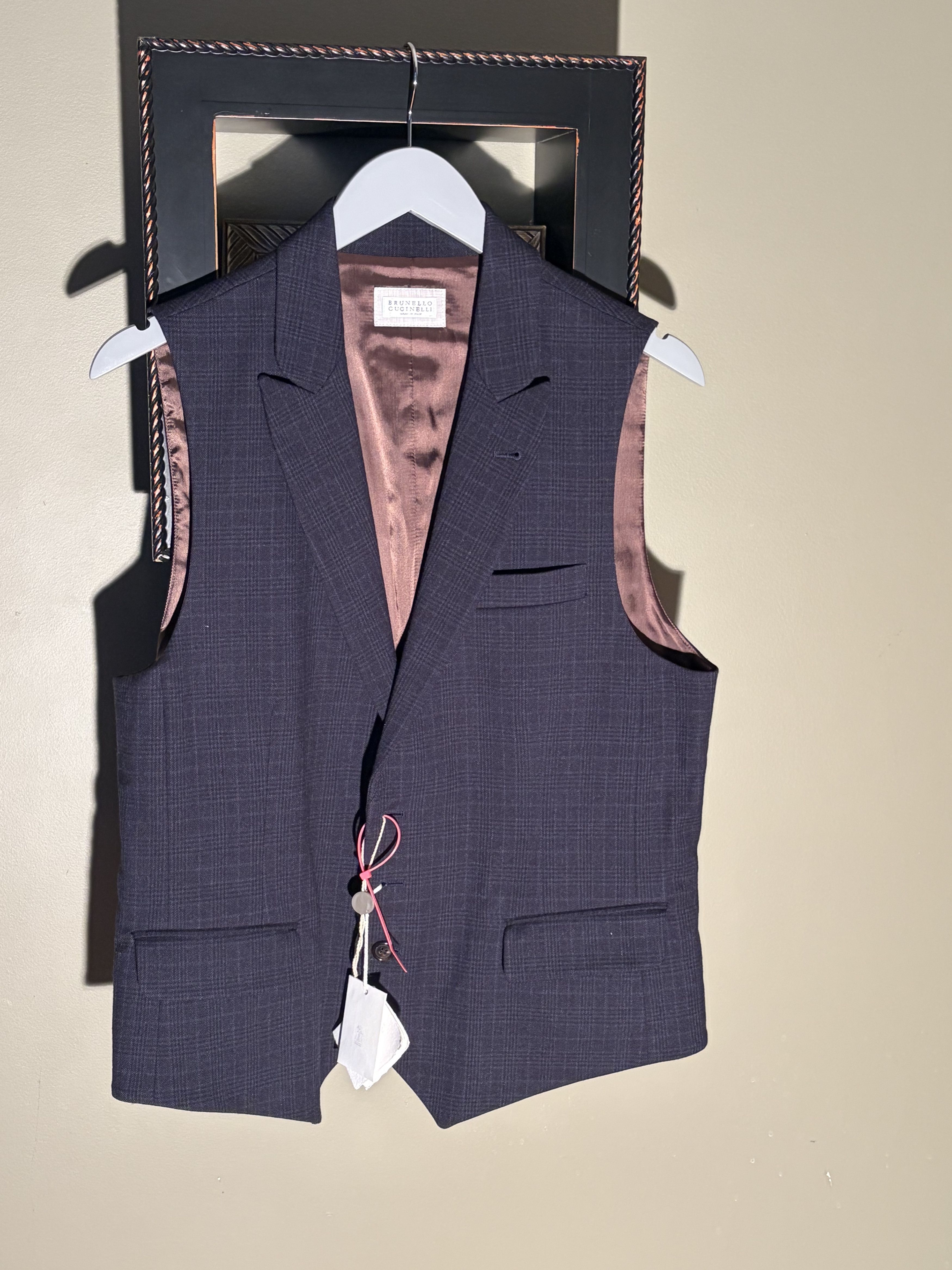 Brunello Cucinelli Brunello Cucinelli blue check suit vest brand new size 50 Size US M / EU 48-50 / 2 - 2 Thumbnail