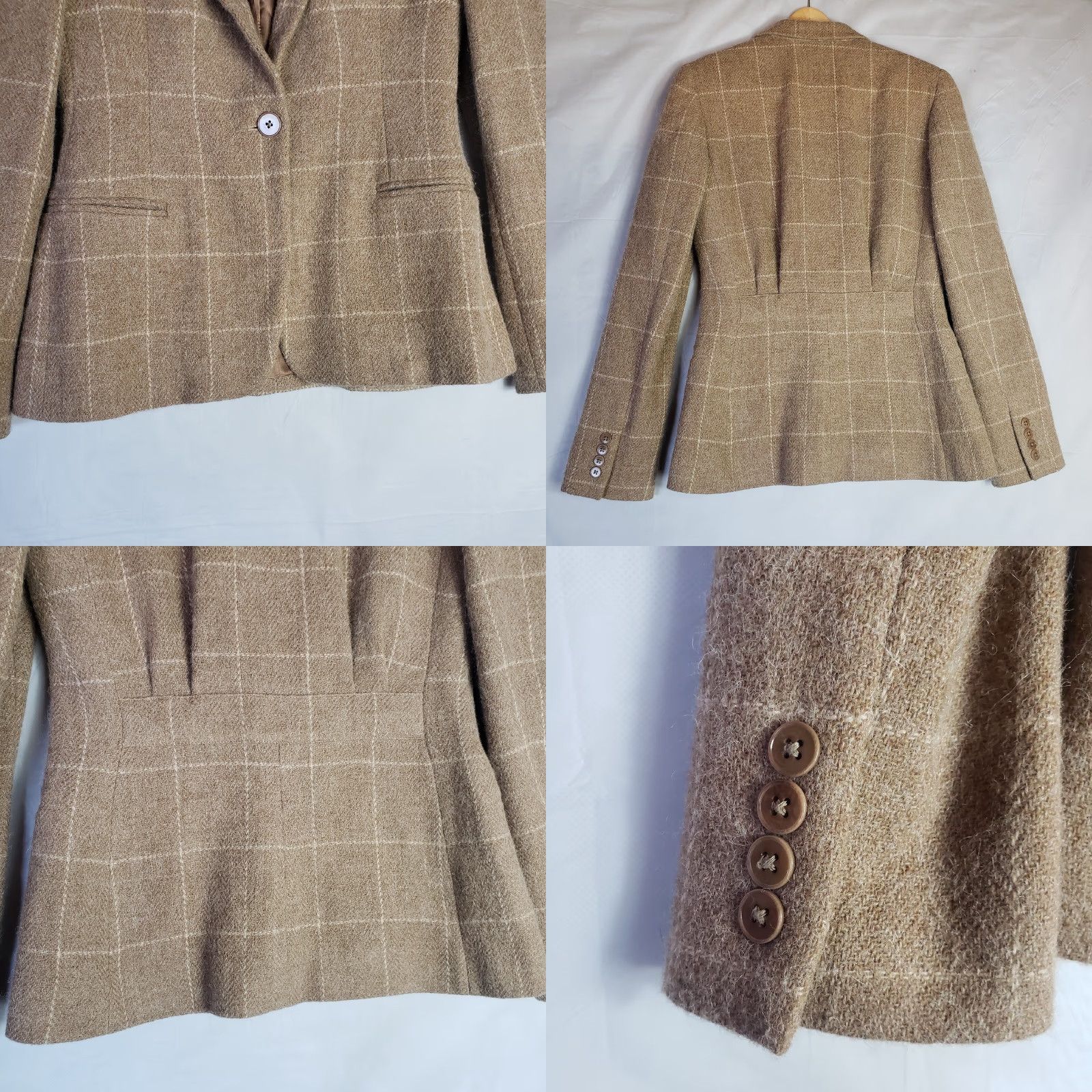 Vintage VINTAGE Ralph Lauren Black Label Blazer Womens Wool Alpaca Windowpane Size 8 NWT ~ Beige Size M / US 6-8 / IT 42-44 - 8 Thumbnail