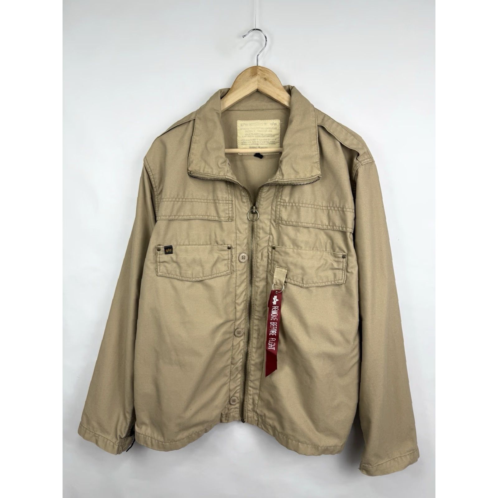 Vintage VINTAGE Alpha Industries Military USA Army Bomber Jacket L Beige Mens 90s rare retro Size US L / EU 52-54 / 3 - 3 Thumbnail