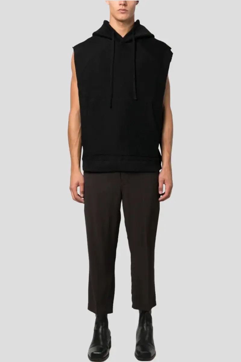 Thom Krom Thom Krom Black Raw-Cut Ribbed-Knit Sleeveless Hoodie M Size US M / EU 48-50 / 2 - 2 Thumbnail