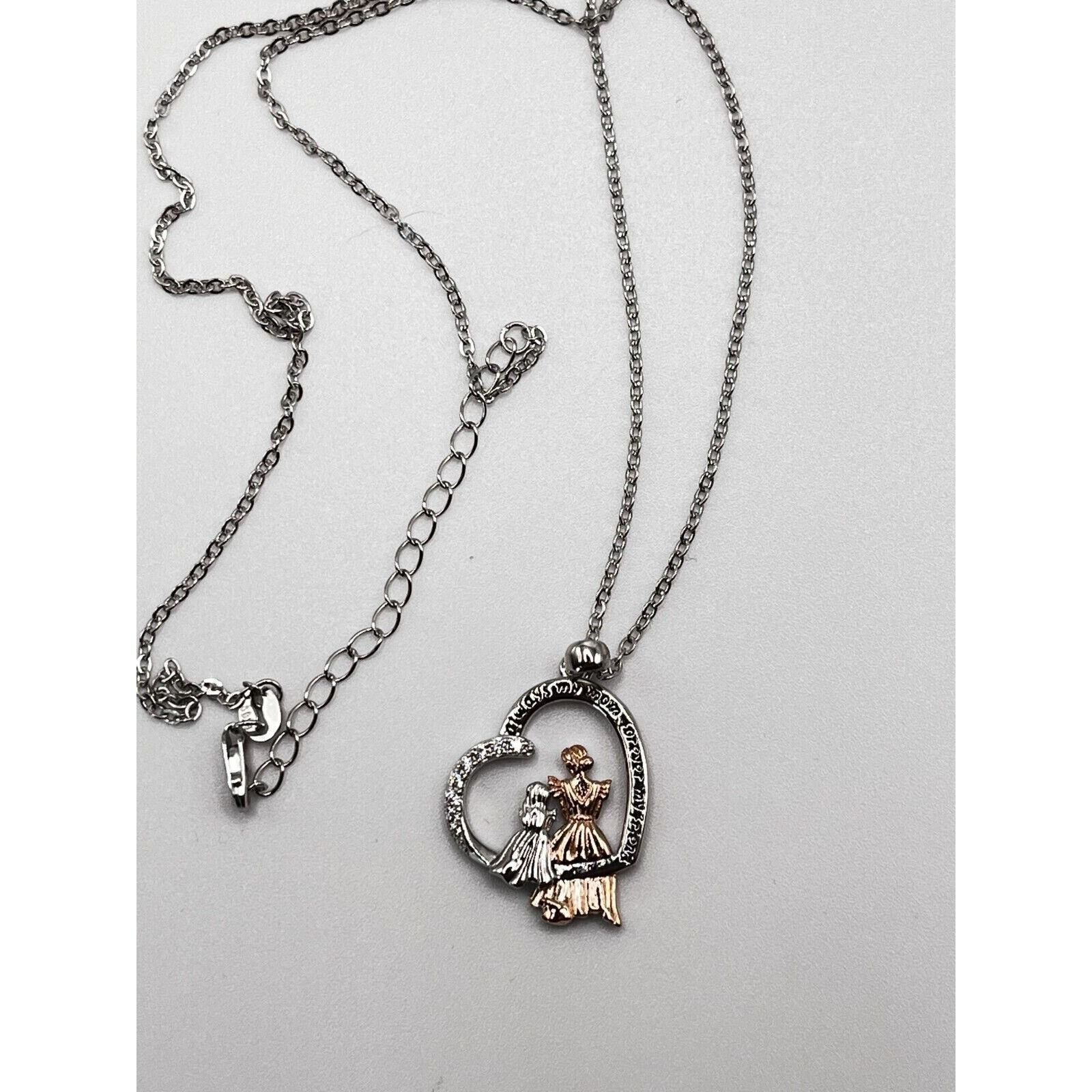 The Unbranded Brand Mother Daughter Necklace 925 Sterling Silver Pendant With CZ Size ONE SIZE - 7 Thumbnail