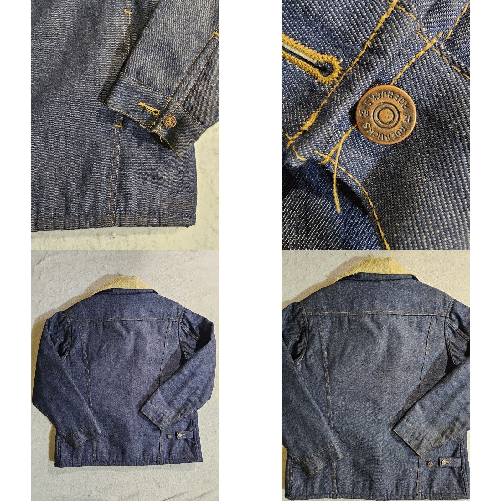 Sears VINTAGE Sears Roebucks Denim Sherpa Lined Chore Jacket Button Up Men's 46 R Blue Denim Jacket Western USA 80s Mens Size US S / EU 44-46 / 1 - 8 Thumbnail