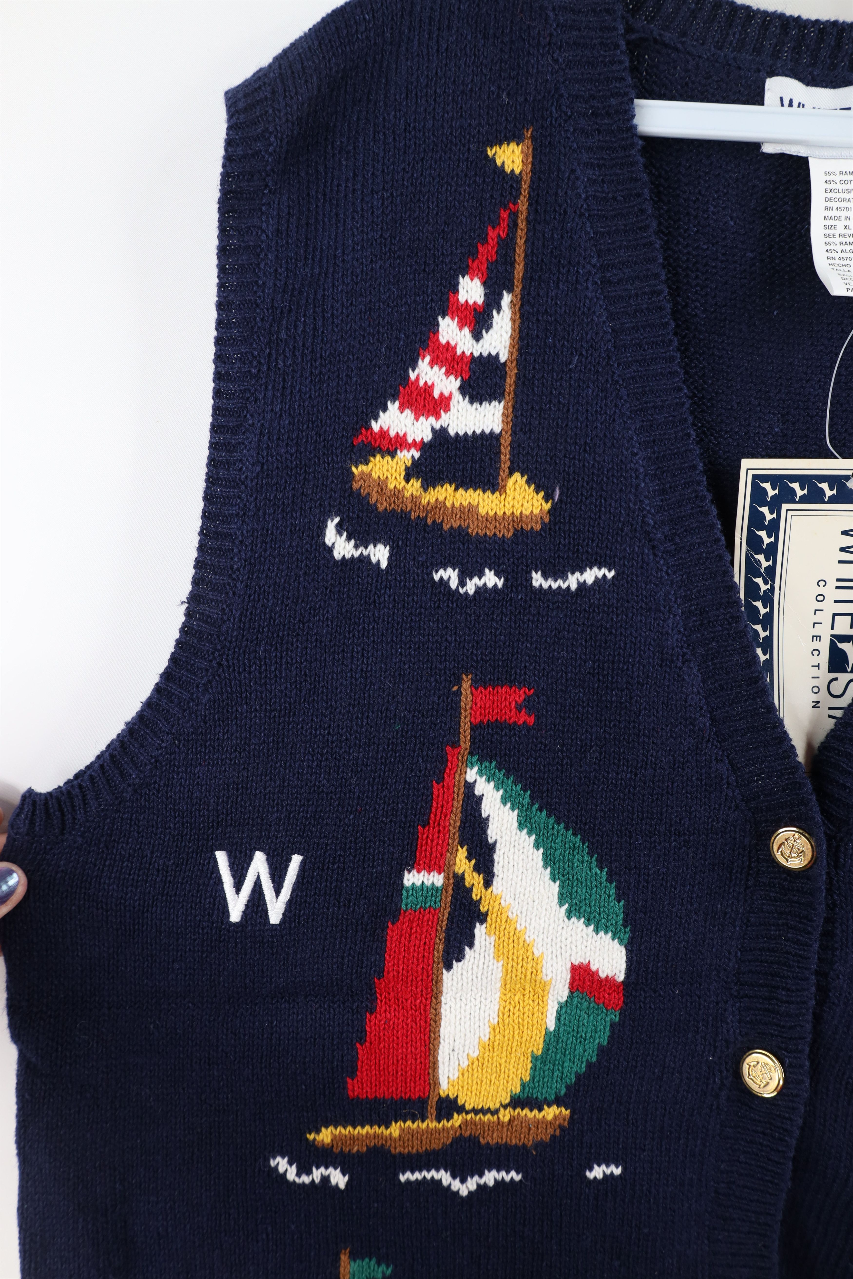 Vintage Deadstock Vintage 90s Streetwear Sailing Knit Sweater Vest Size XL / US 12-14 / IT 48-50 - 8 Thumbnail