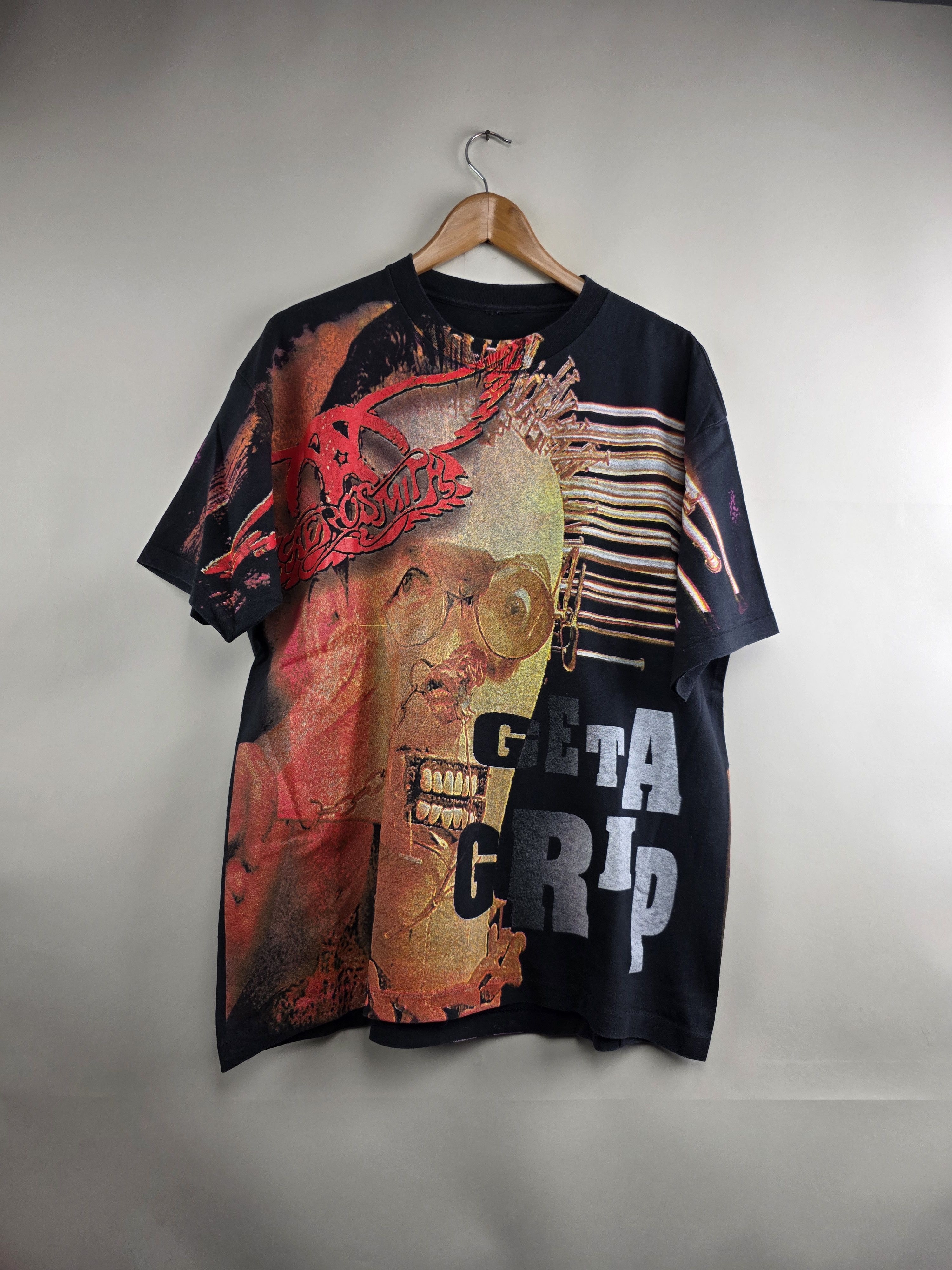 Aerosmith × Band Tees × Vintage 90s Aerosmith Get a grip All over print XL 23" 29" Size US XL / EU 56 / 4 - 7 Thumbnail