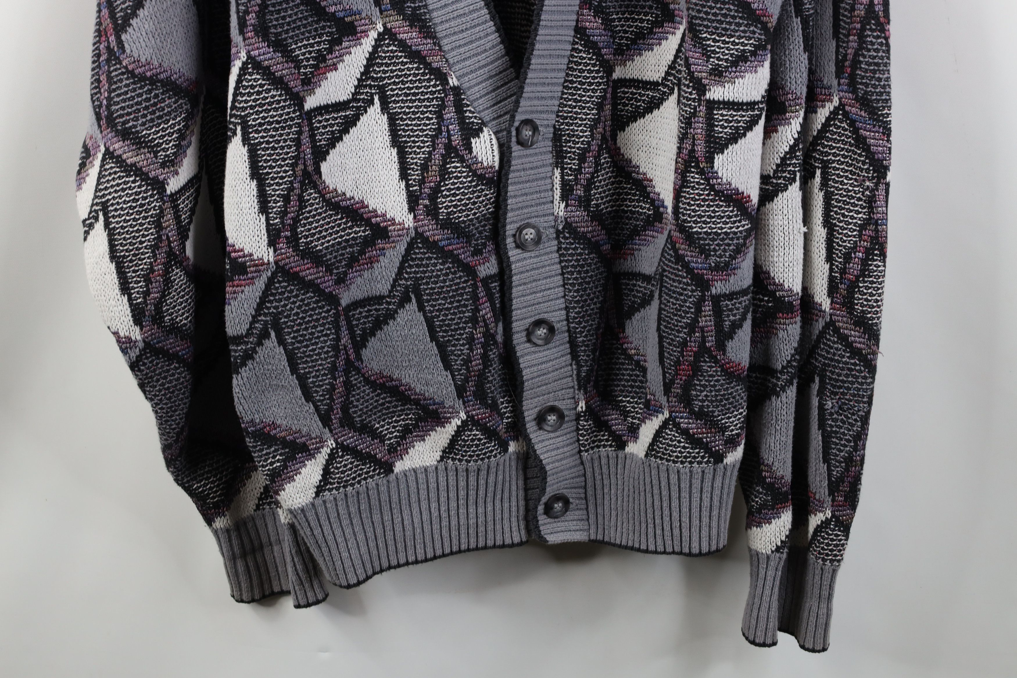 Vintage Vintage 90s Streetwear Geometric Knit Cardigan Sweater USA Size US XXL / EU 58 / 5 - 3 Thumbnail