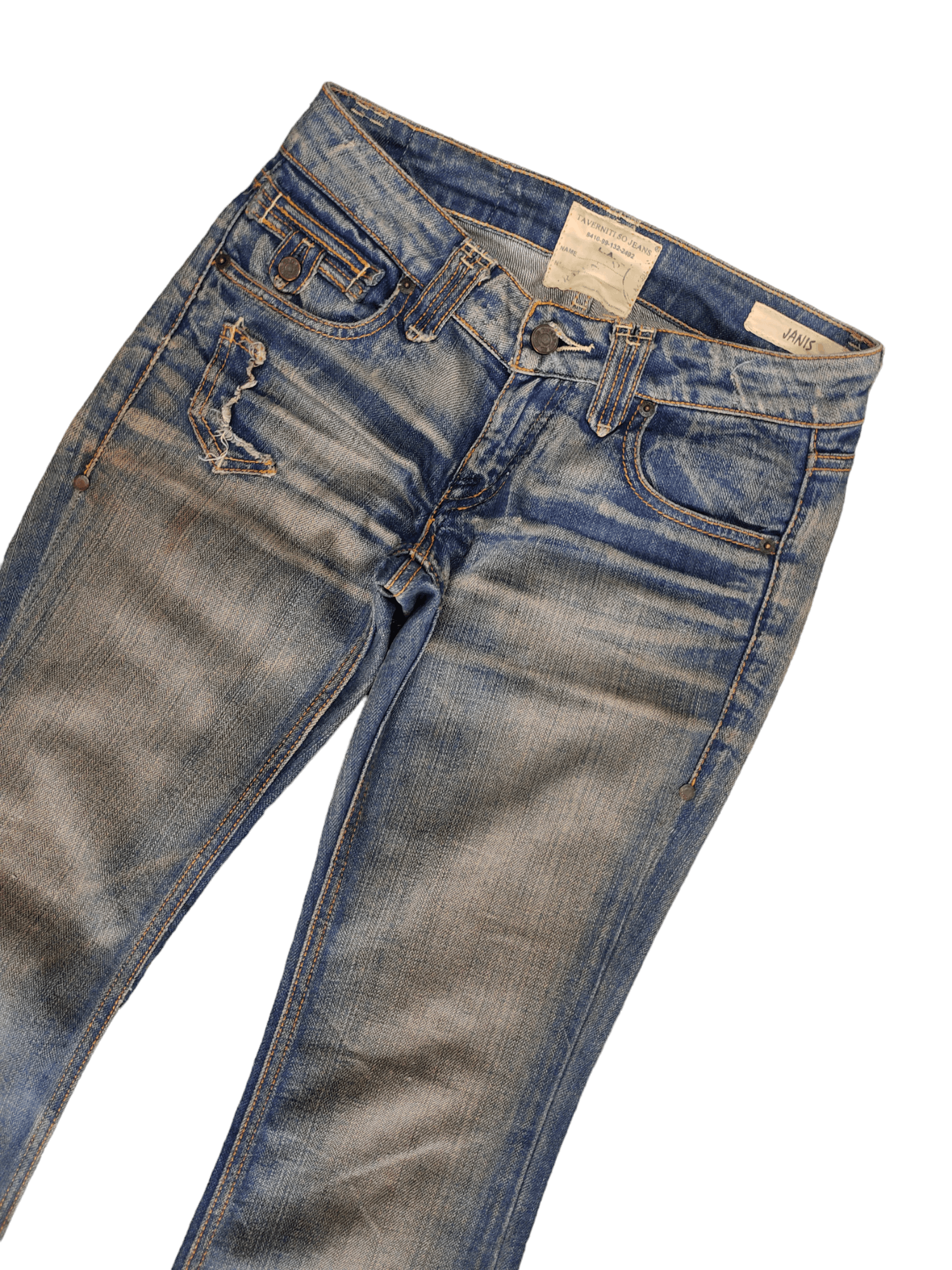 If Six Was Nine Flare Jeans Taverniti Release Hem Distress Boot Cut Low Rise Size US 27 - 4 Thumbnail