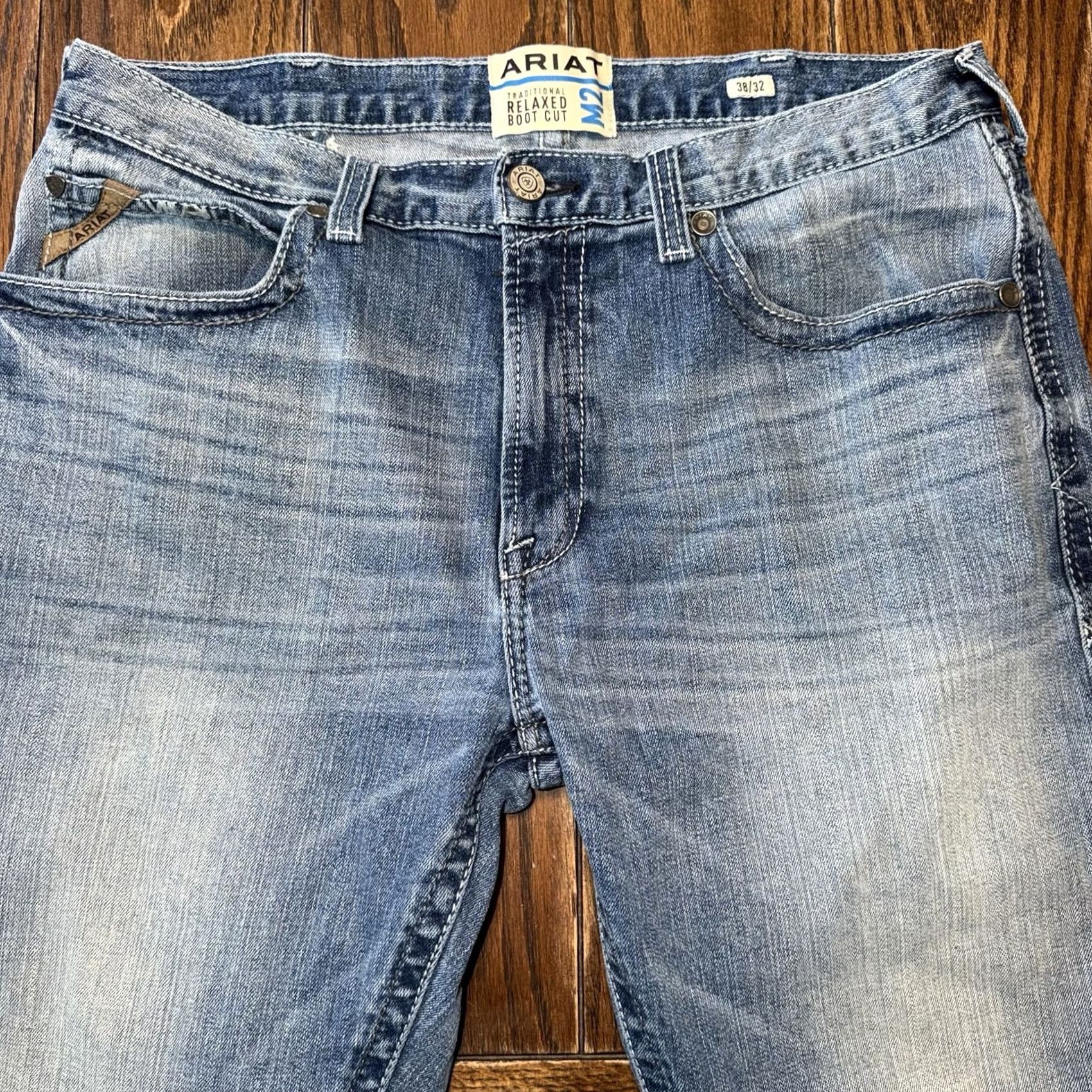 Ariat Ariat M2 Boot Cut Jeans Mens 38x32 Blue Relaxed Fit Traditional Thick Stitch Denim Jeans Size US 38 / EU 54 - 5 Thumbnail