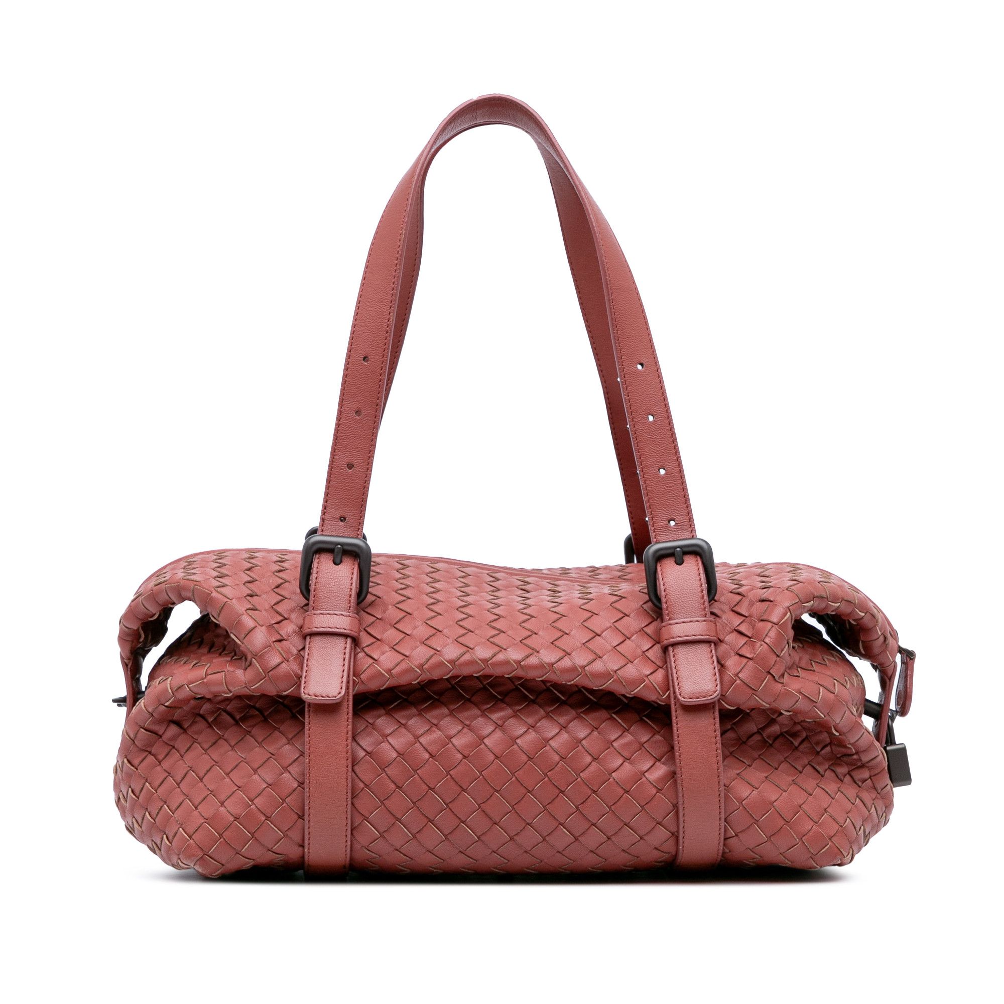 Bottega Veneta Nappa Intrecciato Montaigne Shoulder Bag in Red, Women's