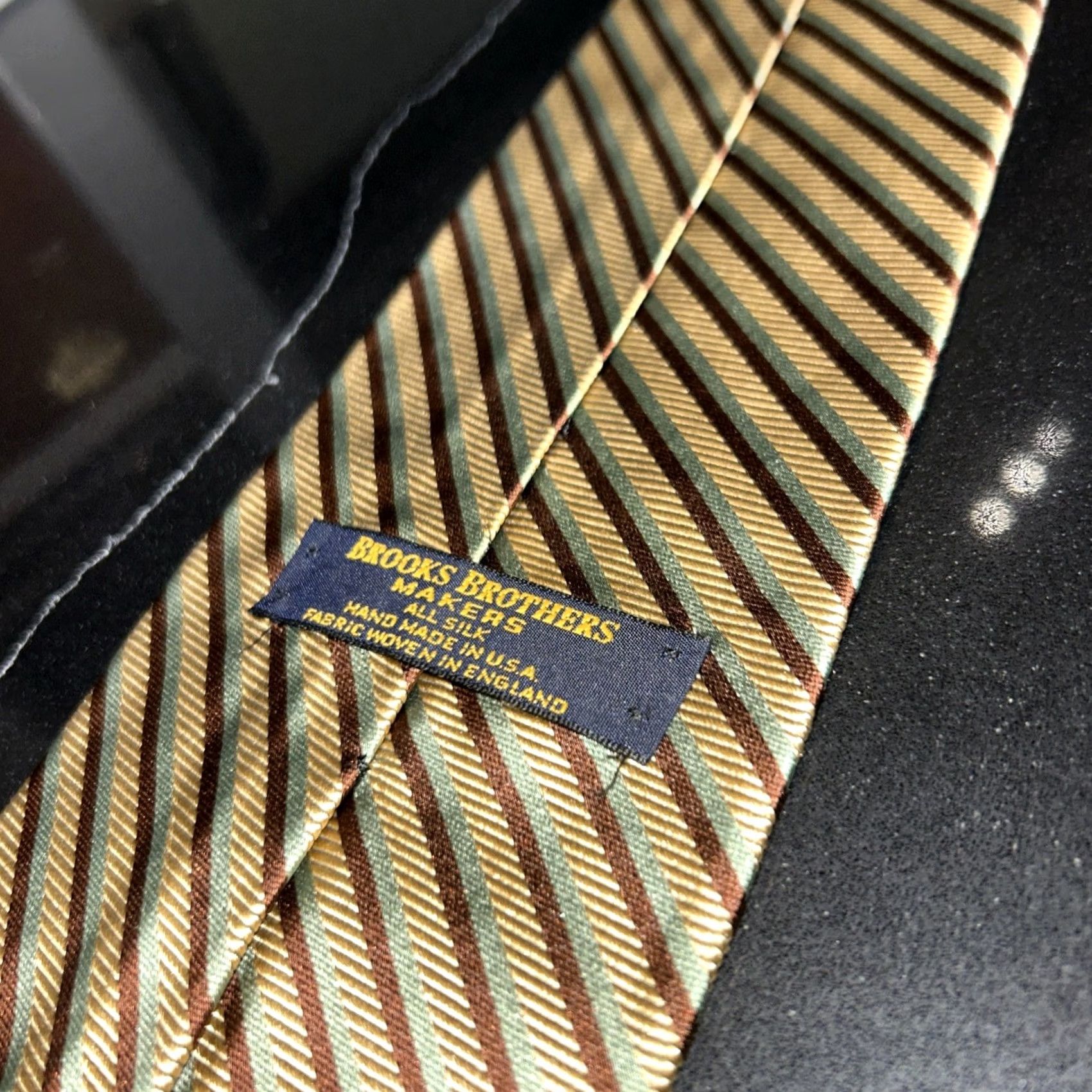 Brooks Brothers VINTAGE Brooks Brothers Makers Tie Skinny Brown Silk Repp Stripe England Woven Adjustable Short Mens Size ONE SIZE - 4 Thumbnail