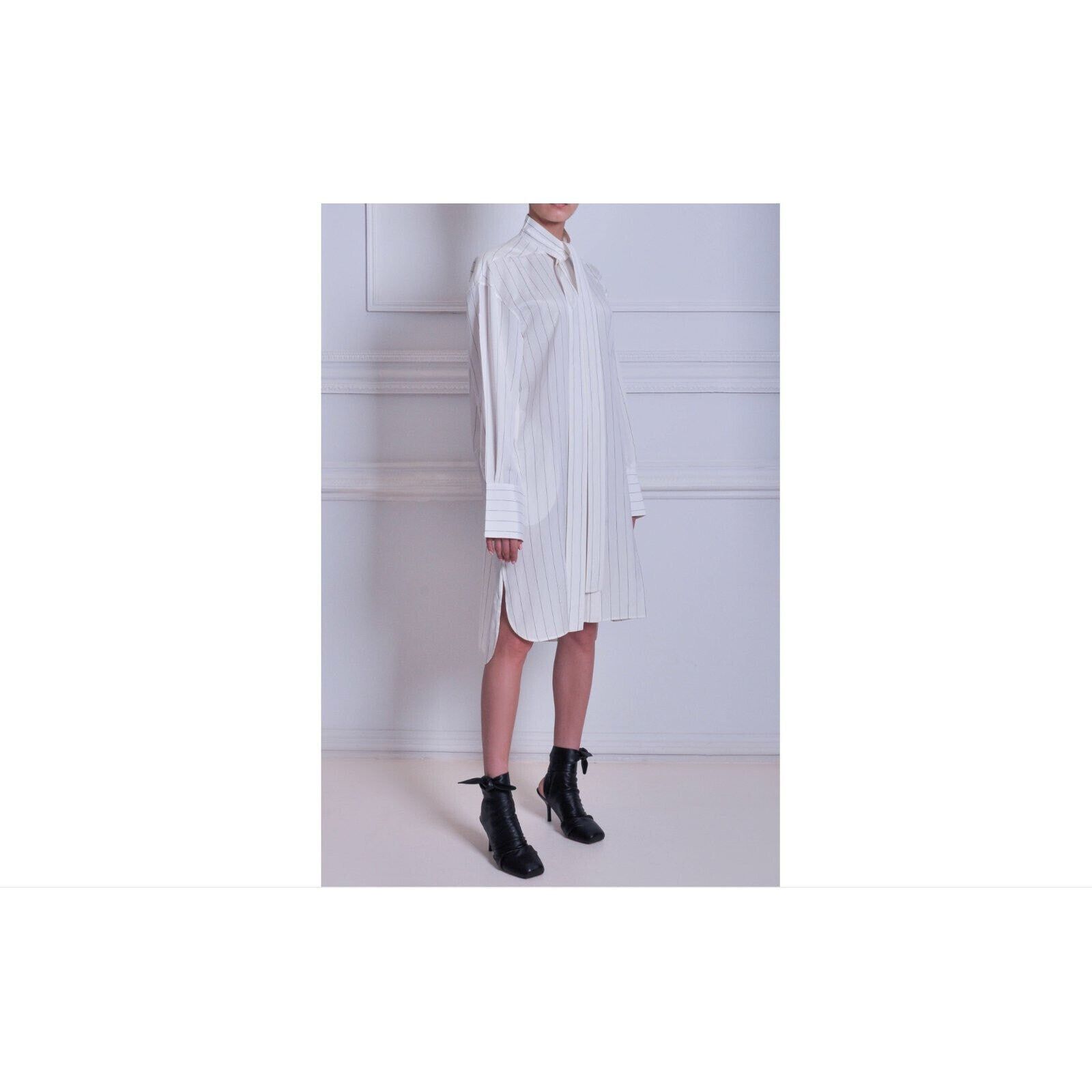 Celine CELINE Striped Lavallière Shirt Dress SZ L Size L / US 10 / IT 46 - 2 Thumbnail