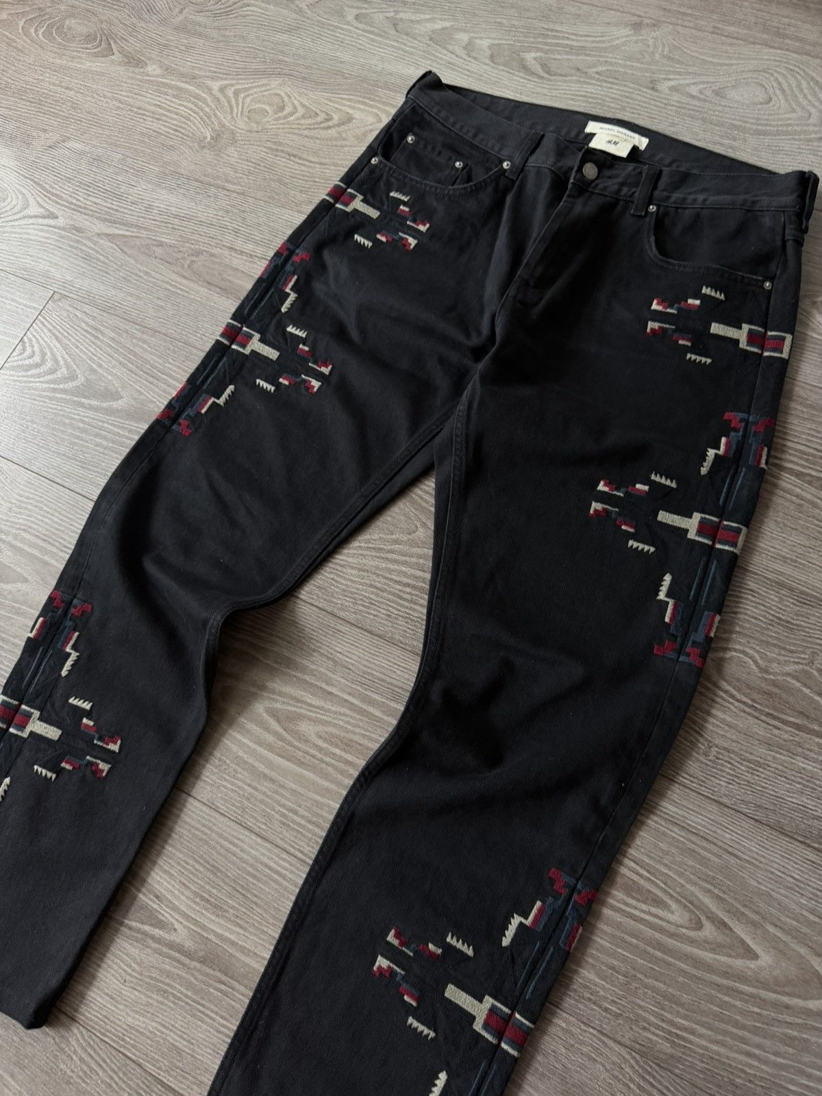 Isabel Marant Isabel Marant x H&M Embroidered Western Black Denim Jeans Size US 33 - 11 Thumbnail