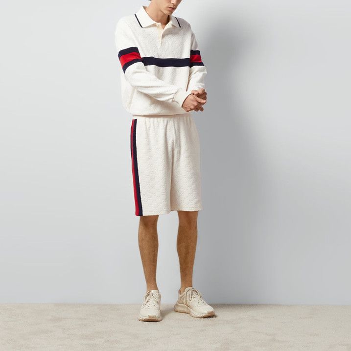 Gucci o1loc1c0126 768504 GG Flocked Print Cotton Shorts in White Size US 34 / EU 50 - 2 Thumbnail