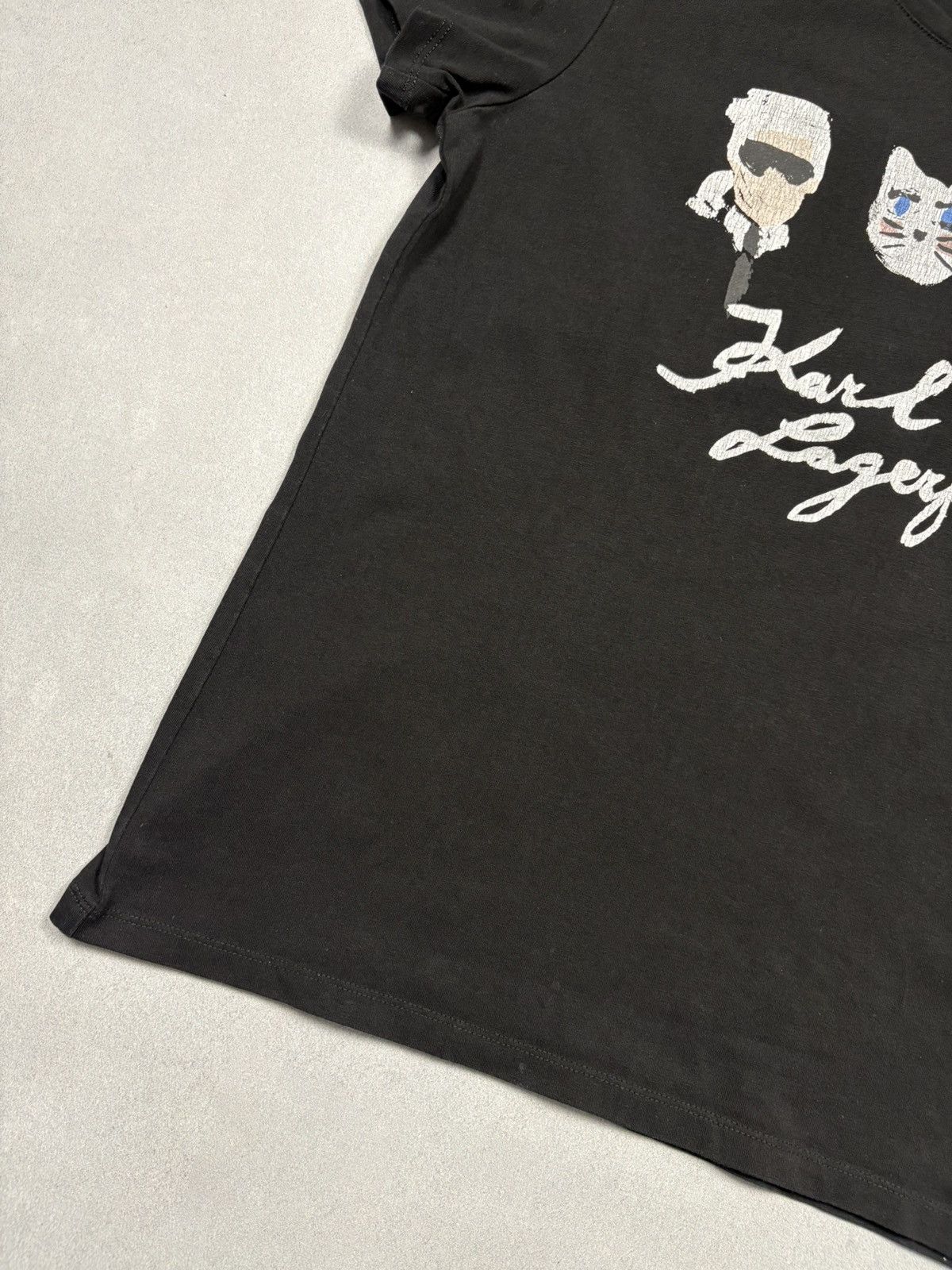 Karl Lagerfeld Karl Lagerfeld Graphic Cat Tee Black Made in Portugal Y2K Size S / US 4 / IT 40 - 3 Thumbnail