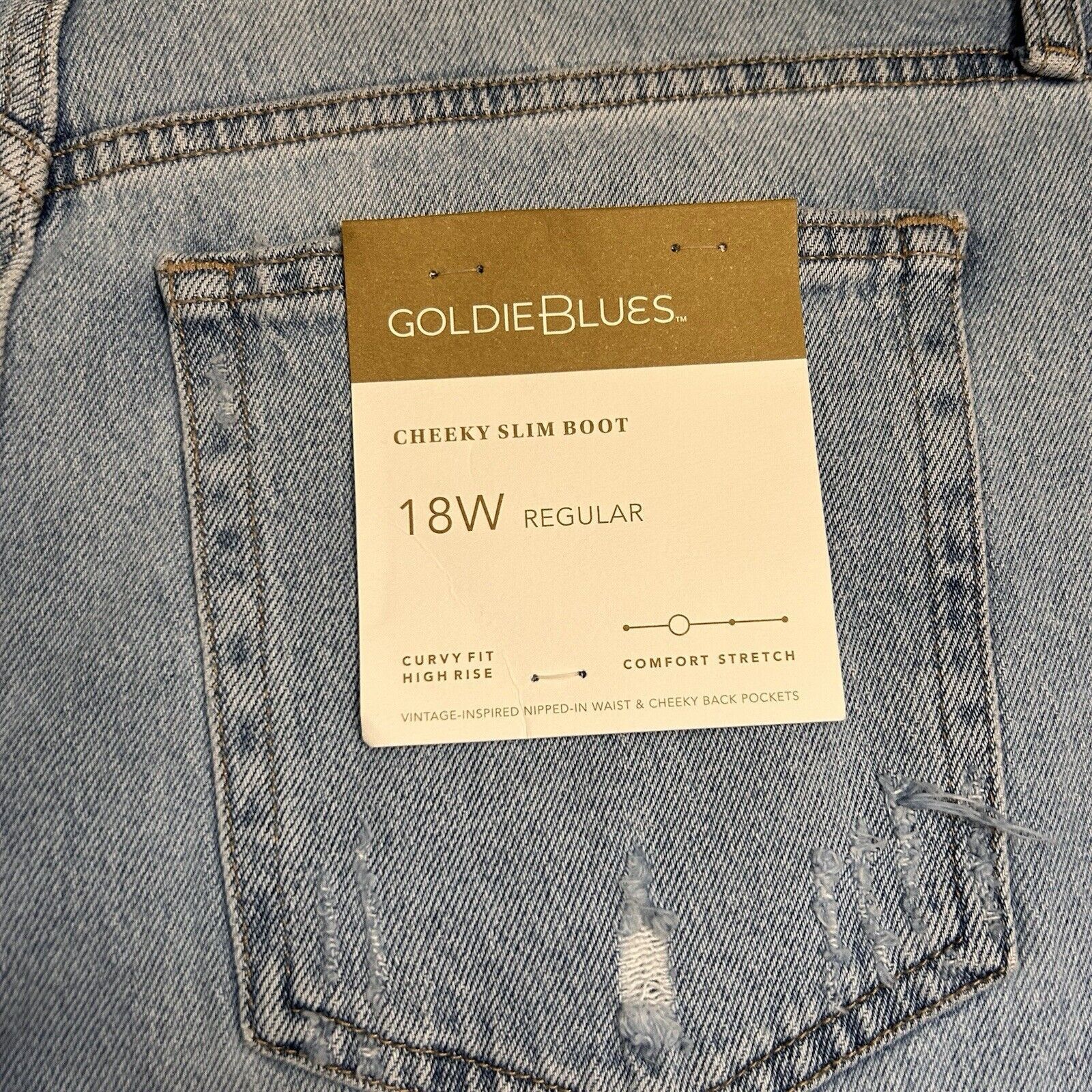 Other Goldie Blues Cheeky Slim Boot Jeans Women's 18W Blue Stretch Size 40" / US 18 - 14 Thumbnail