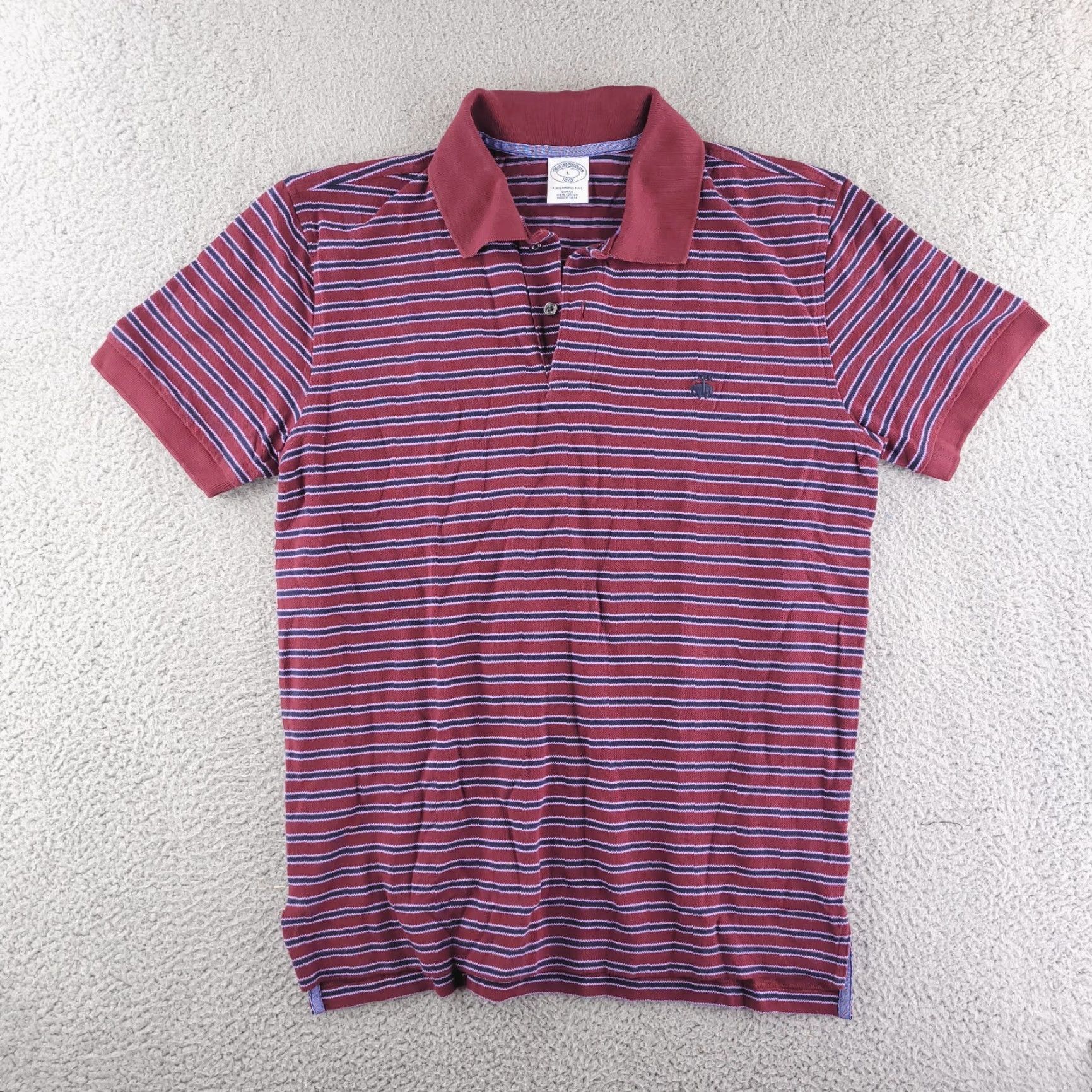 Brooks Brothers Brooks Brothers Polo Mens Large Slim Fit Striped Red Performance Short Sleeve Size US L / EU 52-54 / 3 - 2 Thumbnail