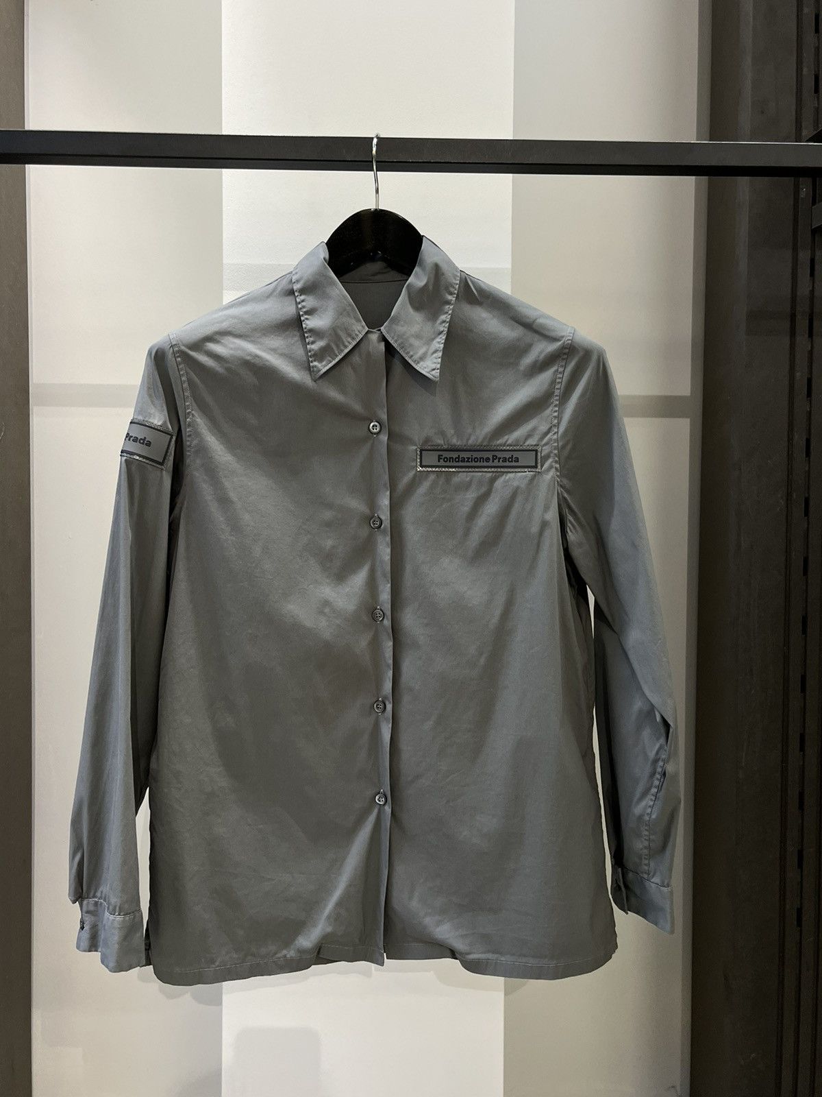 image of Prada Fondazione Staff Uniform Shirt in Grey, Men's (Size Medium)
