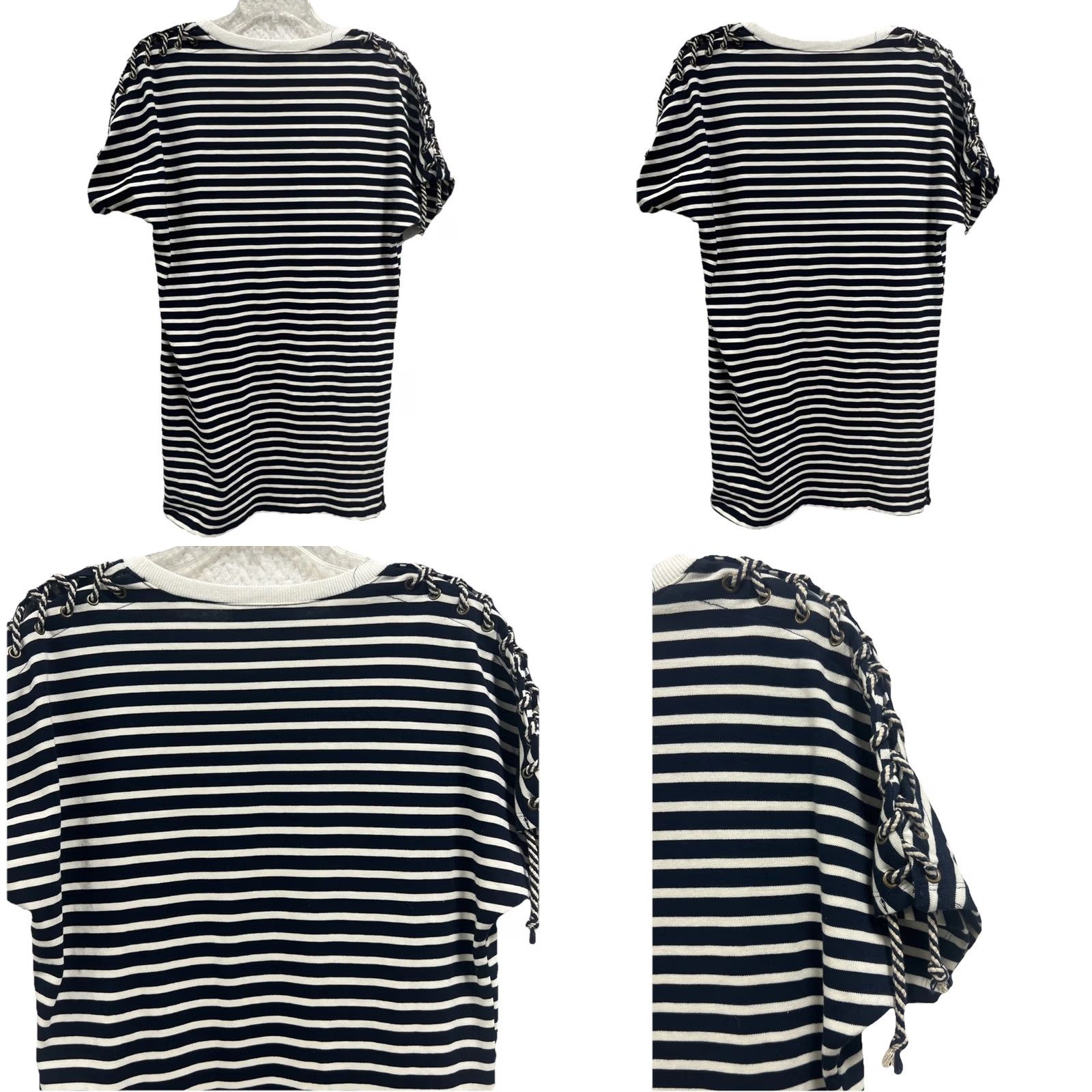 Nautica Nautical Striped Dress Navy White Rope Sleeve Short Sleeve Women’s Small Size 28" / US 6 / IT 42 - 9 Thumbnail