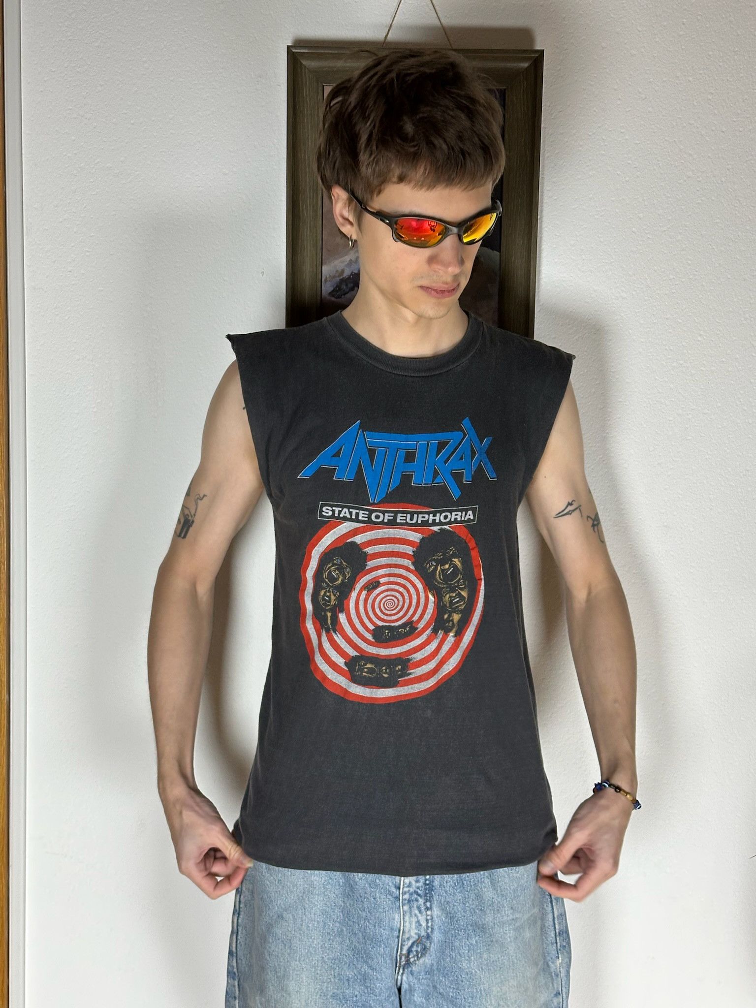Band Tees Vintage Anthrax tee sleeveless Shirt tank top punk Size US M / EU 48-50 / 2 - 4 Thumbnail
