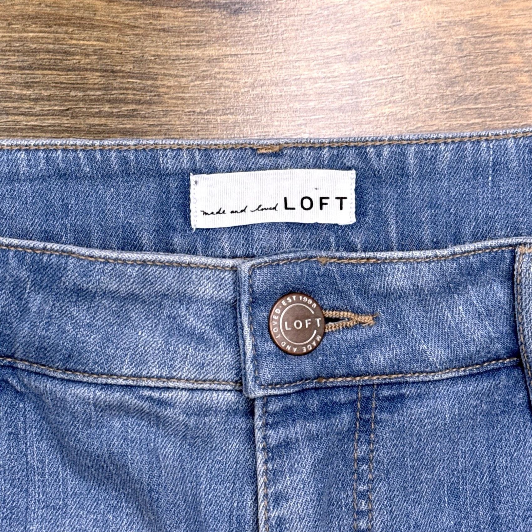 Loft LOFT Jeans Womens 14/32 High Waist Stretch Cropped Denim 5-Pocket Blue Vintage No Size 36" / US 14 / IT 50 - 4 Thumbnail