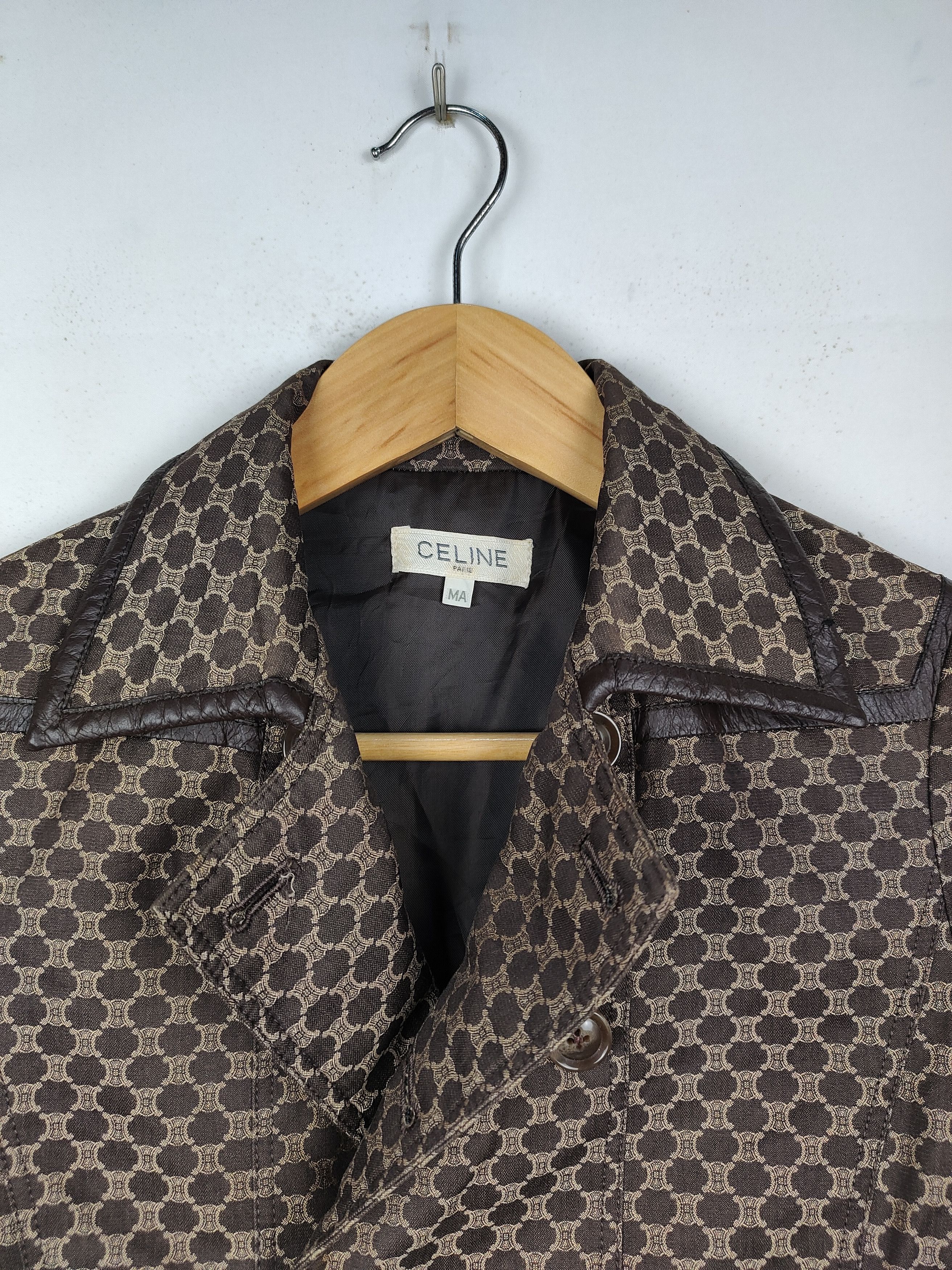 Celine Vtg Celine double-breasted coat monogram jacquard pattern Size XS / US 0-2 / IT 36-38 - 2 Thumbnail