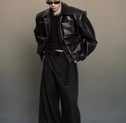 Japanese Brand Distressed Oversized PU Leather Bomber Jacket Size US M / EU 48-50 / 2 - 9 Thumbnail
