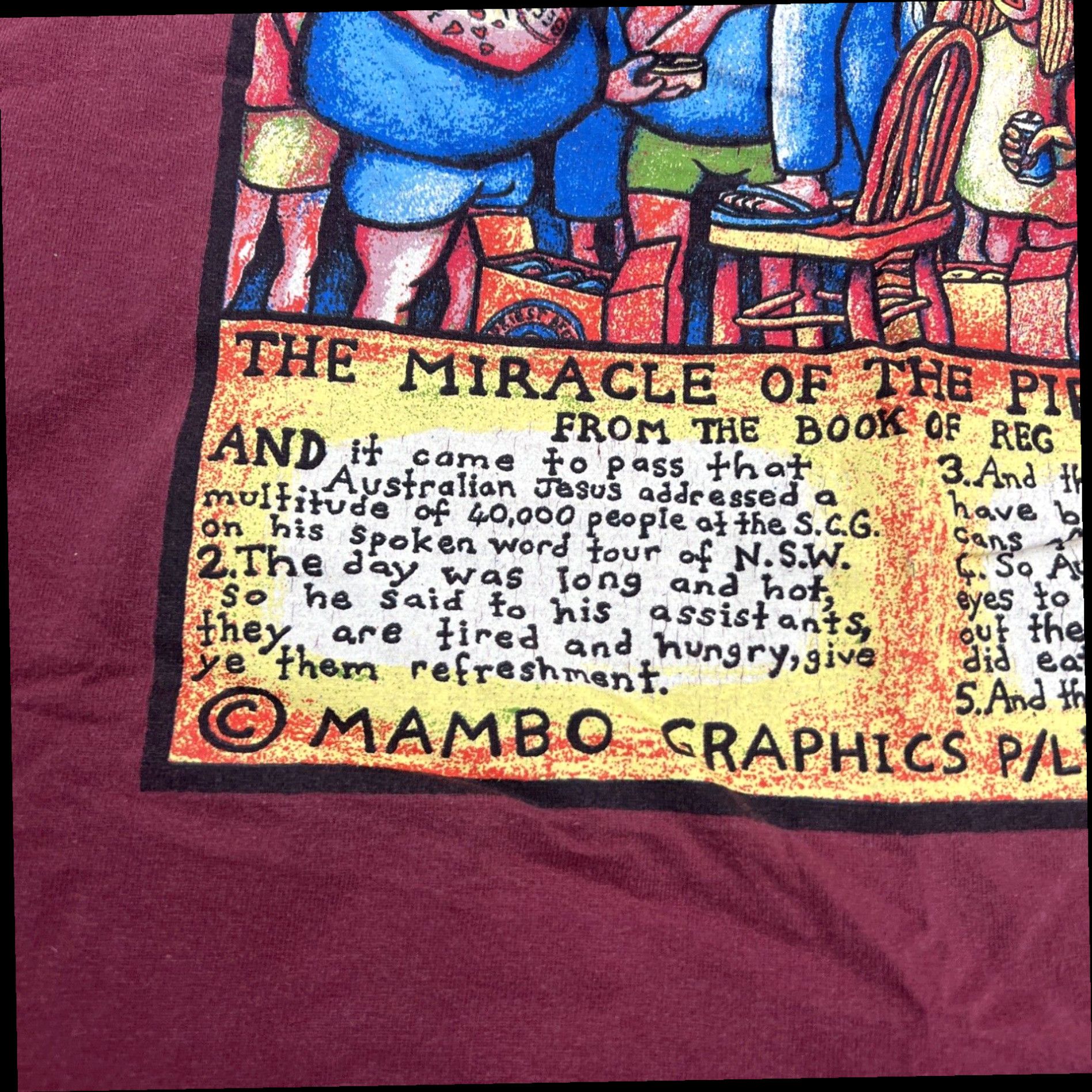 Mambo Vtg t shirt Mambo Faith Australian Jesus At The Football Medium 1996 Size US M / EU 48-50 / 2 - 3 Thumbnail