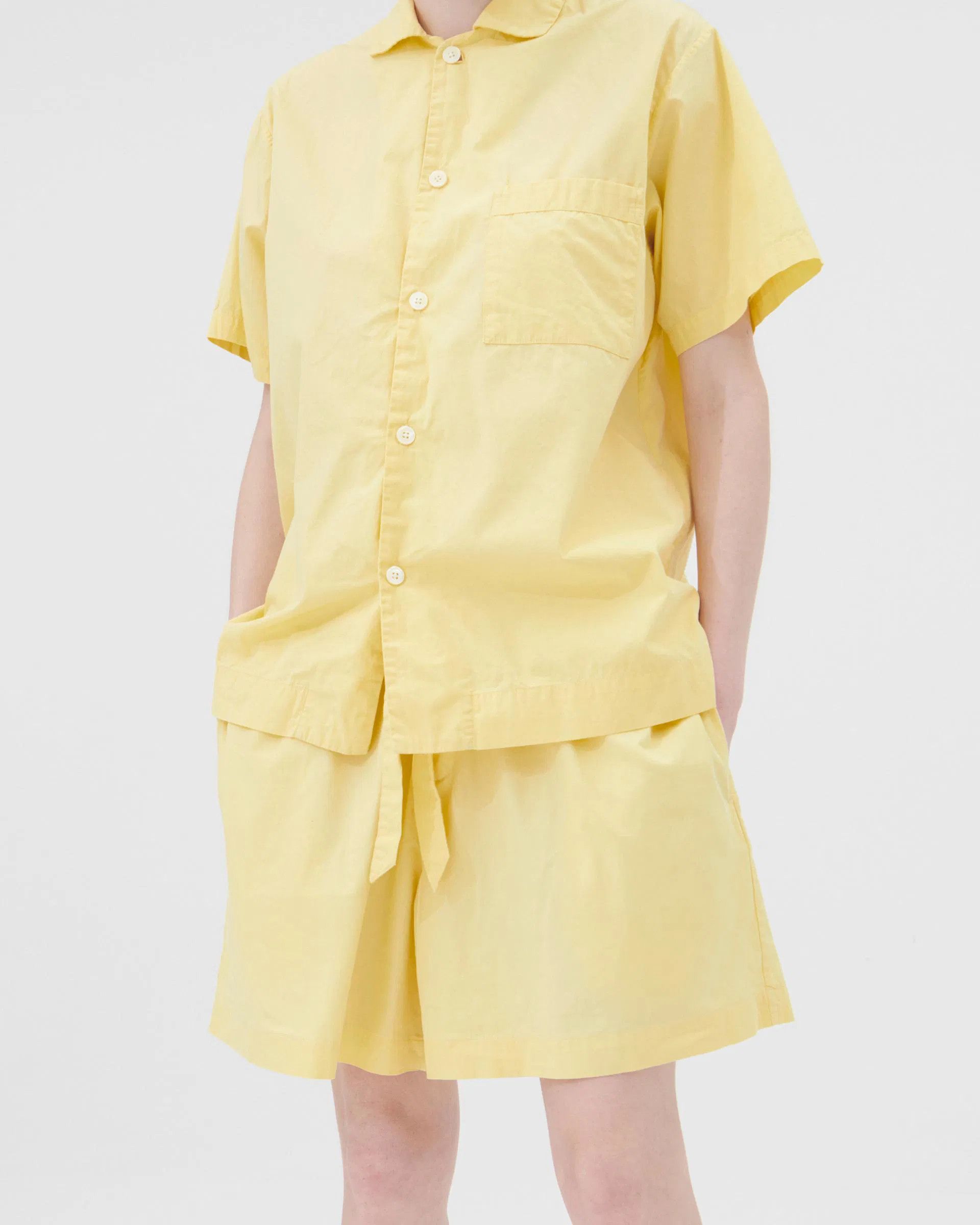Tekla o1mle0525 Unisex Poplin Short Sleeve Shirt in Lemonade Size XS / US 0-2 / IT 36-38 - 7 Thumbnail